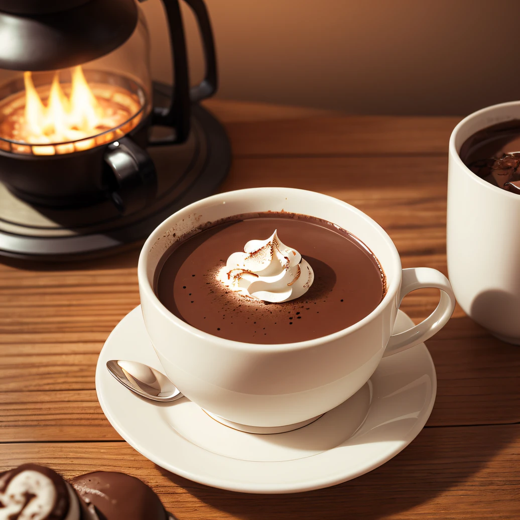 hot chocolate drink, cup, cozy atmosphere, --auto