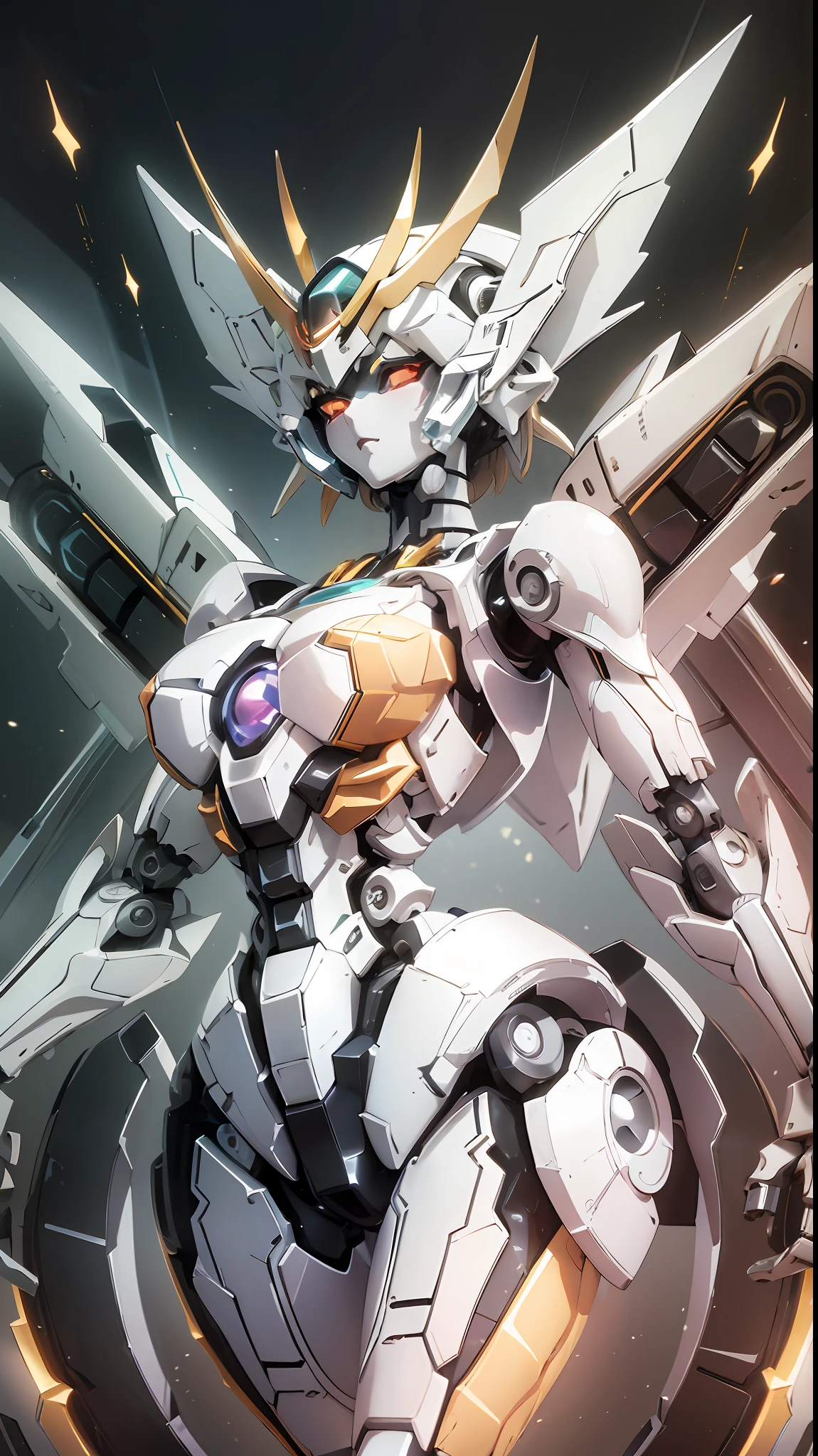 There is a large robot standing on the platform with female mecha, best anime 4k konachan wallpaper, detailed digital anime art, anime mecha aesthetics, detailed anime art, detailed anime artwork, anime wallpaper 4 K, anime wallpaper 4k, advanced digital anime art, 4k anime wallpaper, badass anime 8 k, anime art wallpaper 4k, anime art wallpaper 4k