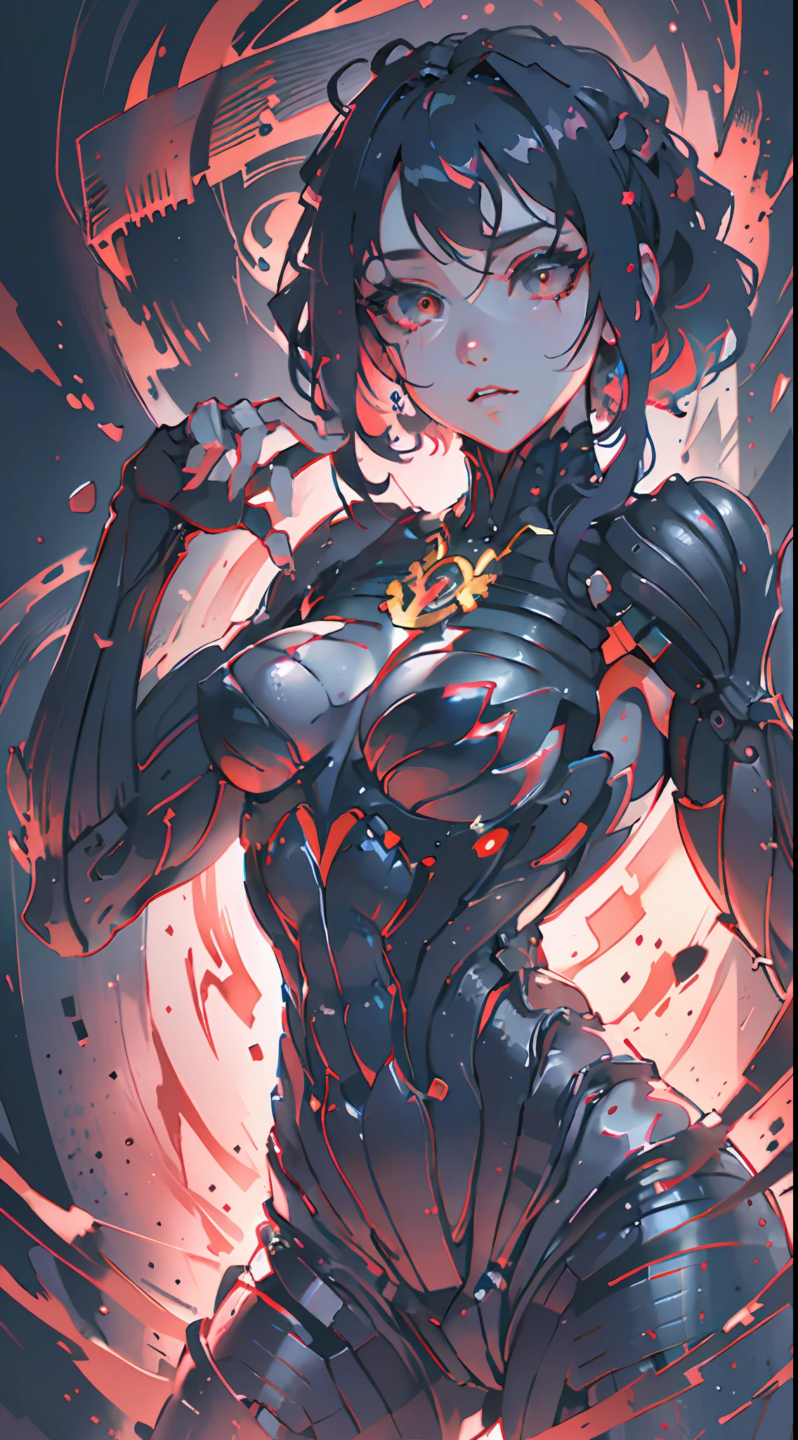 photorealistic, official art, unity 8k wallpaper, ultra detailed, beautiful and aesthetic, masterpiece, best quality, ((zentangle, mandala, tangle, entangle)), (trippy color light:1.3), ecstasy of color, 1girl, waist up, extremely detailed, dynamic pose, the most beautiful form of chaos, elegant, a brutalist designed, vivid colours, romanticism, deep shadow