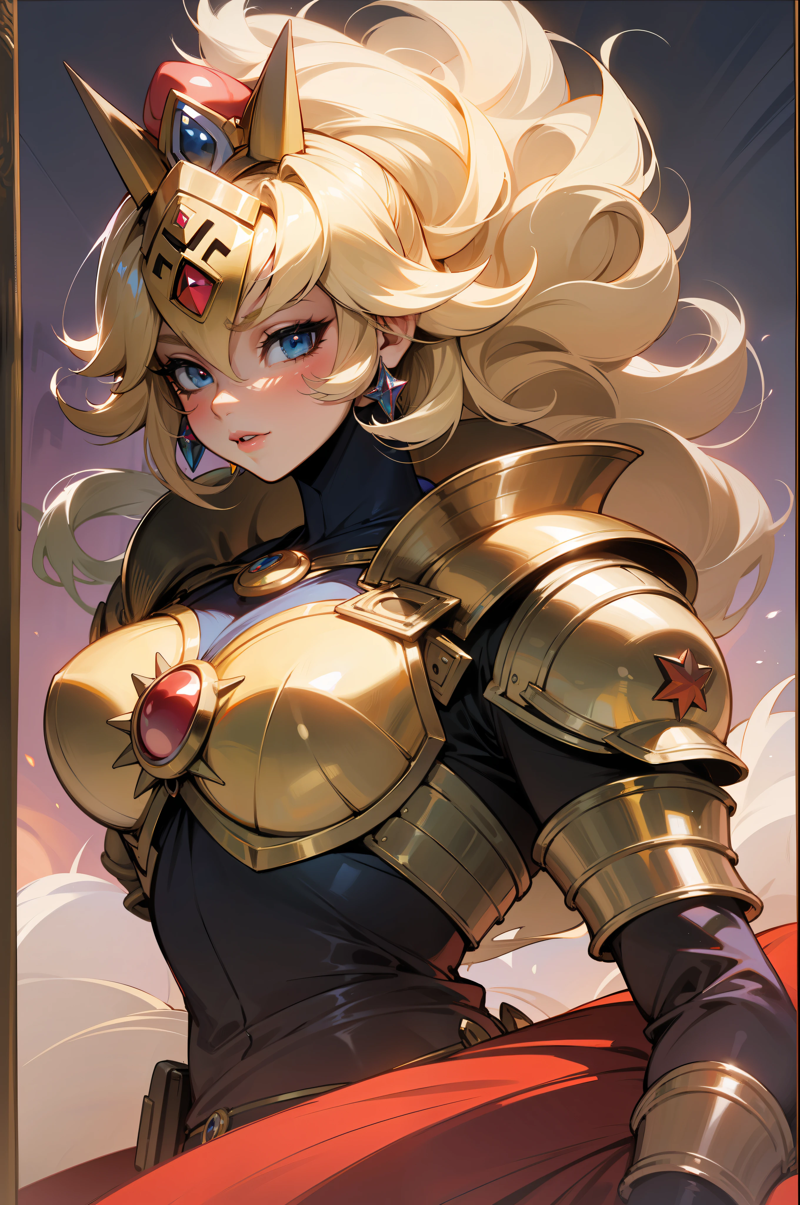 Princess Peach, de super Mario, como um cavaleiro medieval sensual, armadura rosa