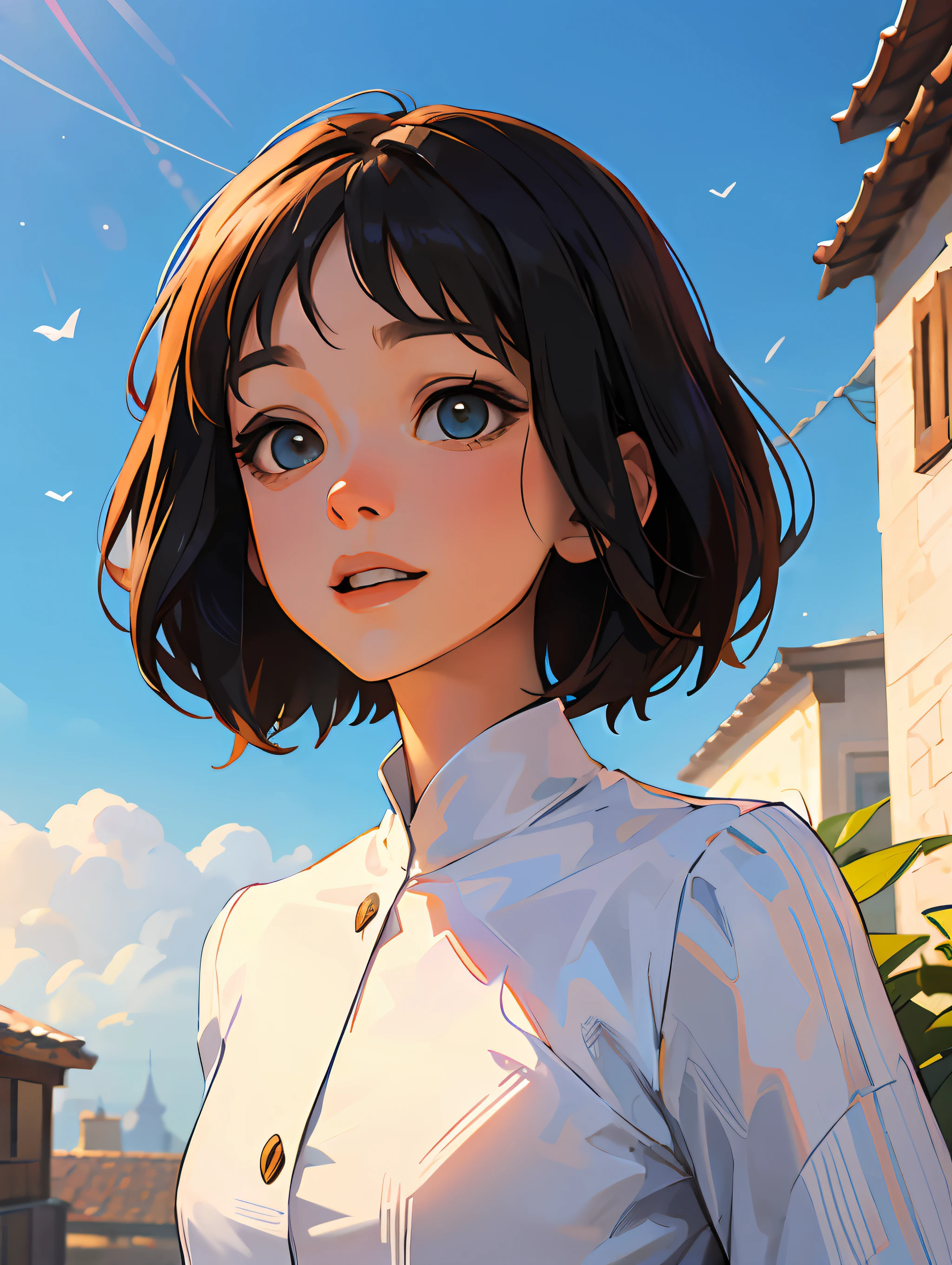 obra-antes, 1girl, (corpo inteiro), cabelos multicoloridos, \ceu azul e nuvens felpudas/ ornamento de cabelo da nota musical, heart-olhos em forma, sorriso leve, Ghibli-como cores, Ghibli-como cores, Ghibli-como cores, cinematic lighting, profundidade de campo, scharacter chart, Largo-Angle, Funciona antes, Funciona antes, anatomicamente correto, pele texturizada, super detalhe, de alta qualidade, Premiado, Alto, best qualidade, 8k