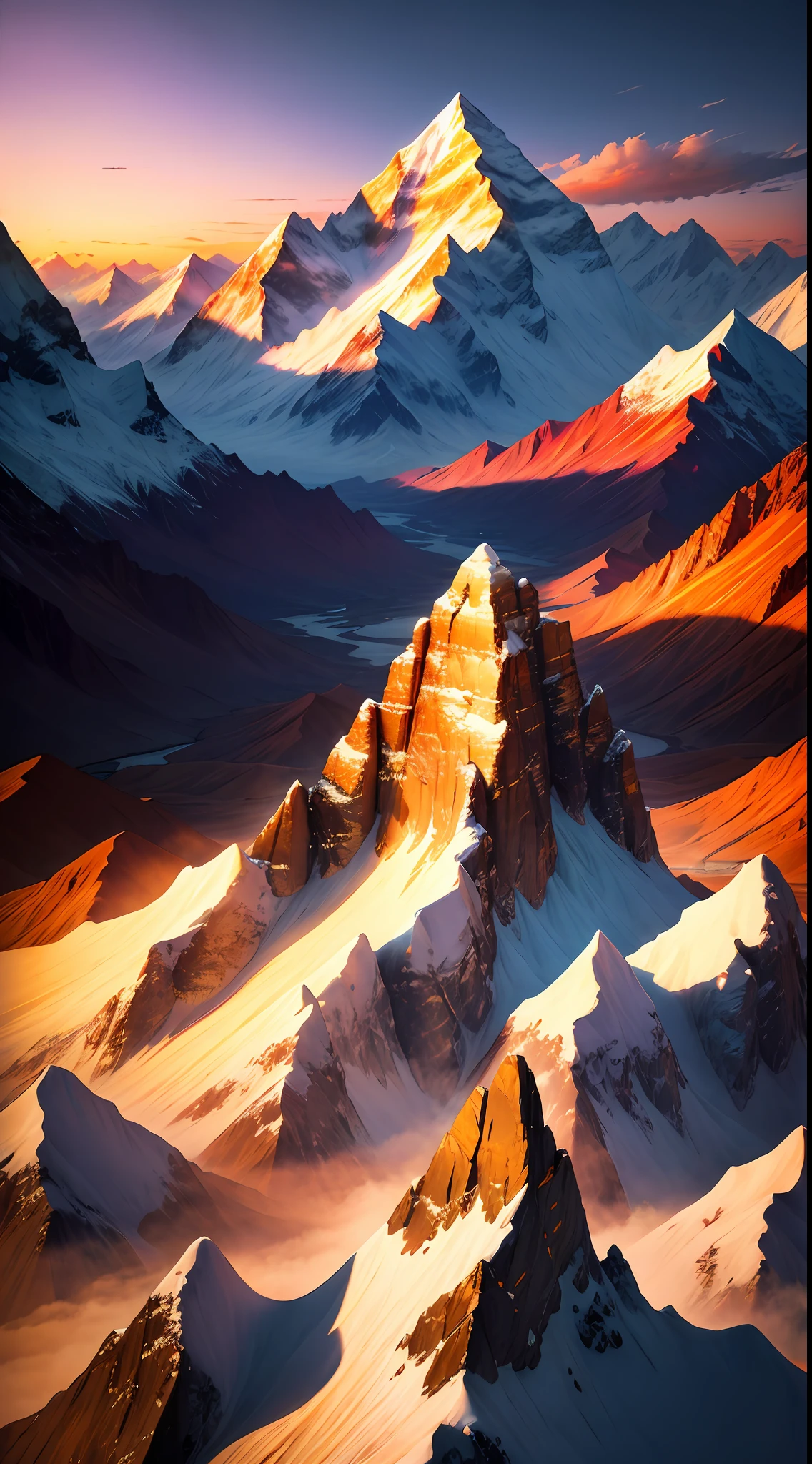 national geographic photography, Beautiful gold Himalaya mountain dark gold sunset gold landscape by gold