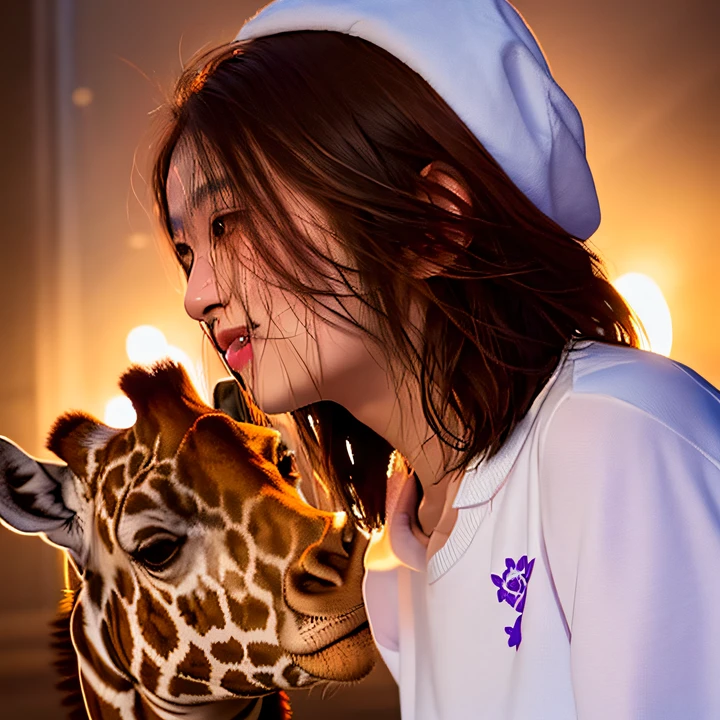 there is a woman with a giraffe on her shirt, profile image, xintong chen, with long hair, portait photo profile picture, profile picture, 🤤 girl portrait, profile picture 1024px, dang my linh, headshot profile picture, with short hair, professional profile picture, nivanh chanthara, high quality portrait, with brown hair
