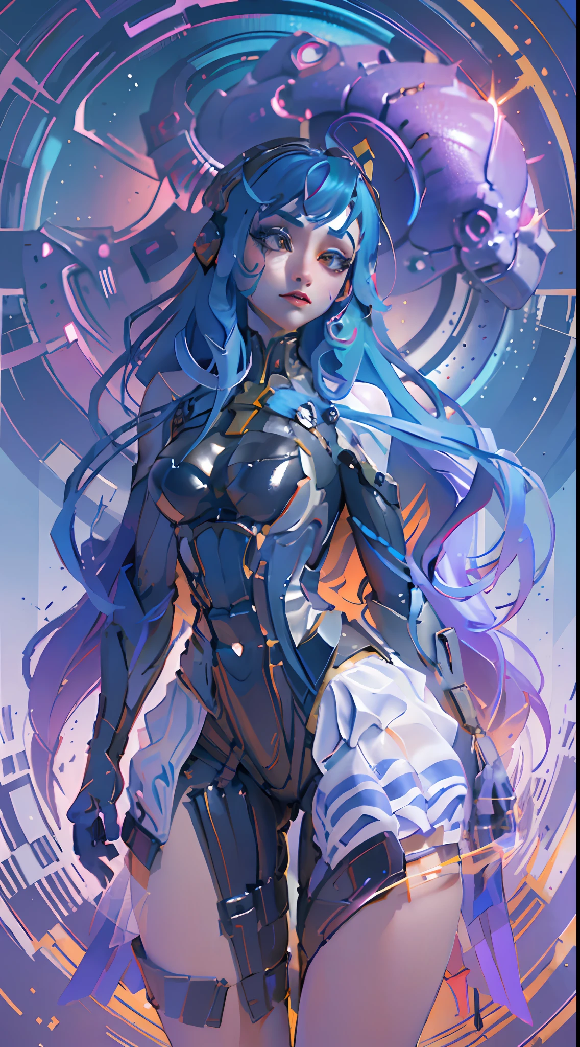 photorealistic, official art, unity 8k wallpaper, ultra detailed, beautiful and aesthetic, masterpiece, best quality, ((zentangle, mandala, tangle, entangle)), (trippy color light:1.3), ecstasy of color, 1girl, waist up, extremely detailed, dynamic pose, the most beautiful form of chaos, elegant, a brutalist designed, vivid colours, romanticism,   deep shadow