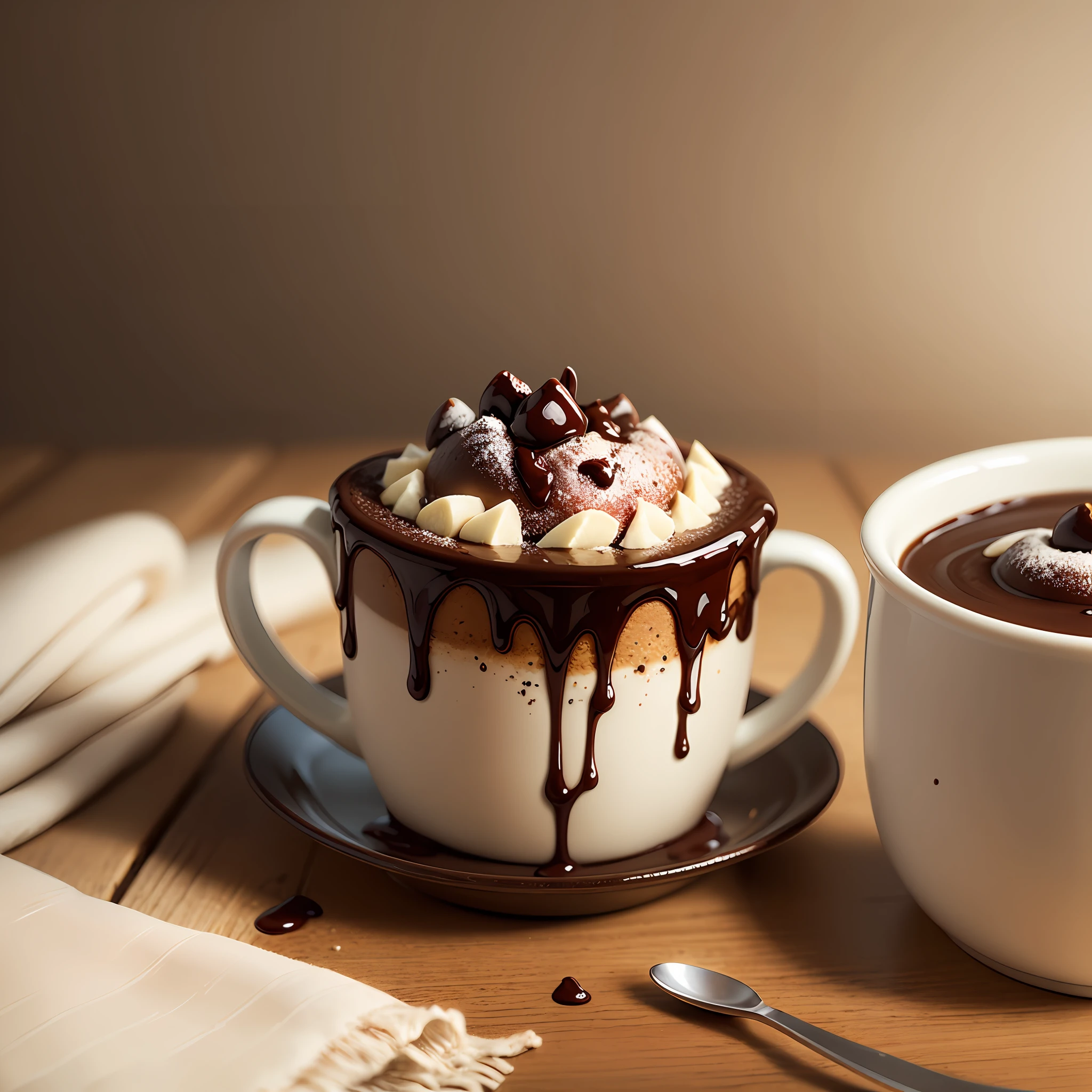 Chocolate Banana Mug Cake, food photography --auto --s2