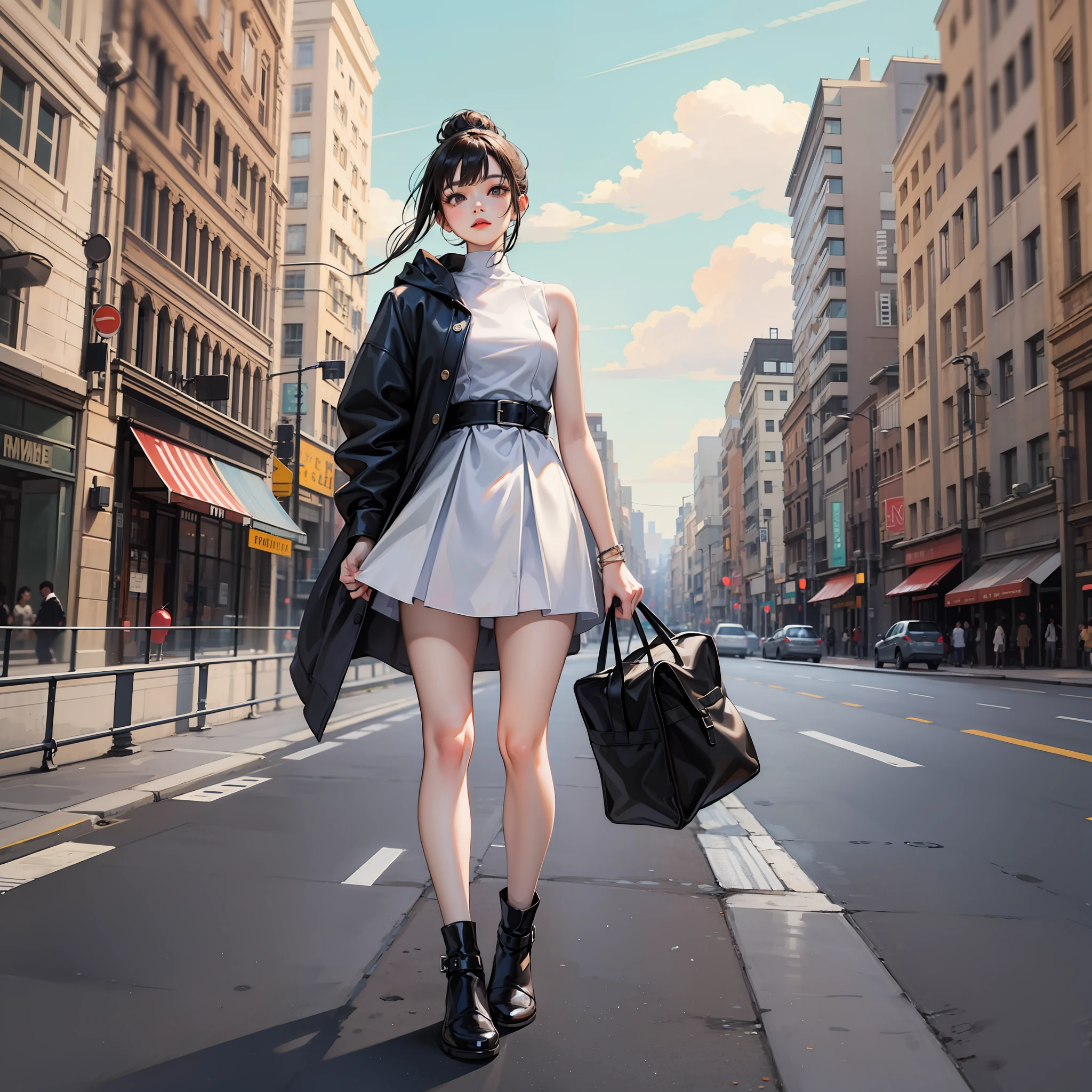 1 girl, full body, standing pose, minimalist