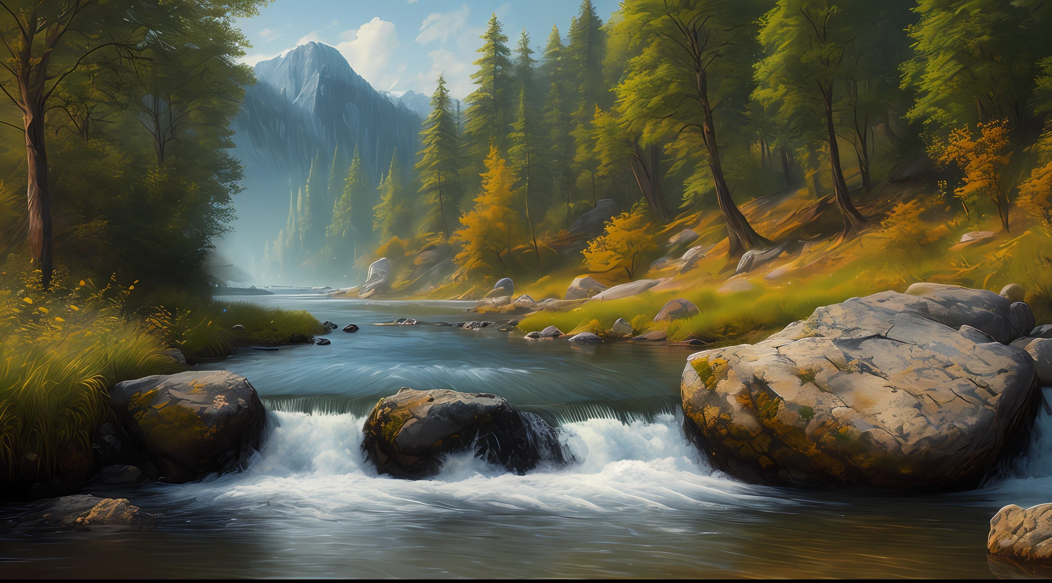 landscape, water, (extremely detailed CG unity 8k wallpaper), most beautiful artwork in the world, professional majestic oil painting, intricate, High Detail, Sharp focus, dramatic, photorealistic painting art