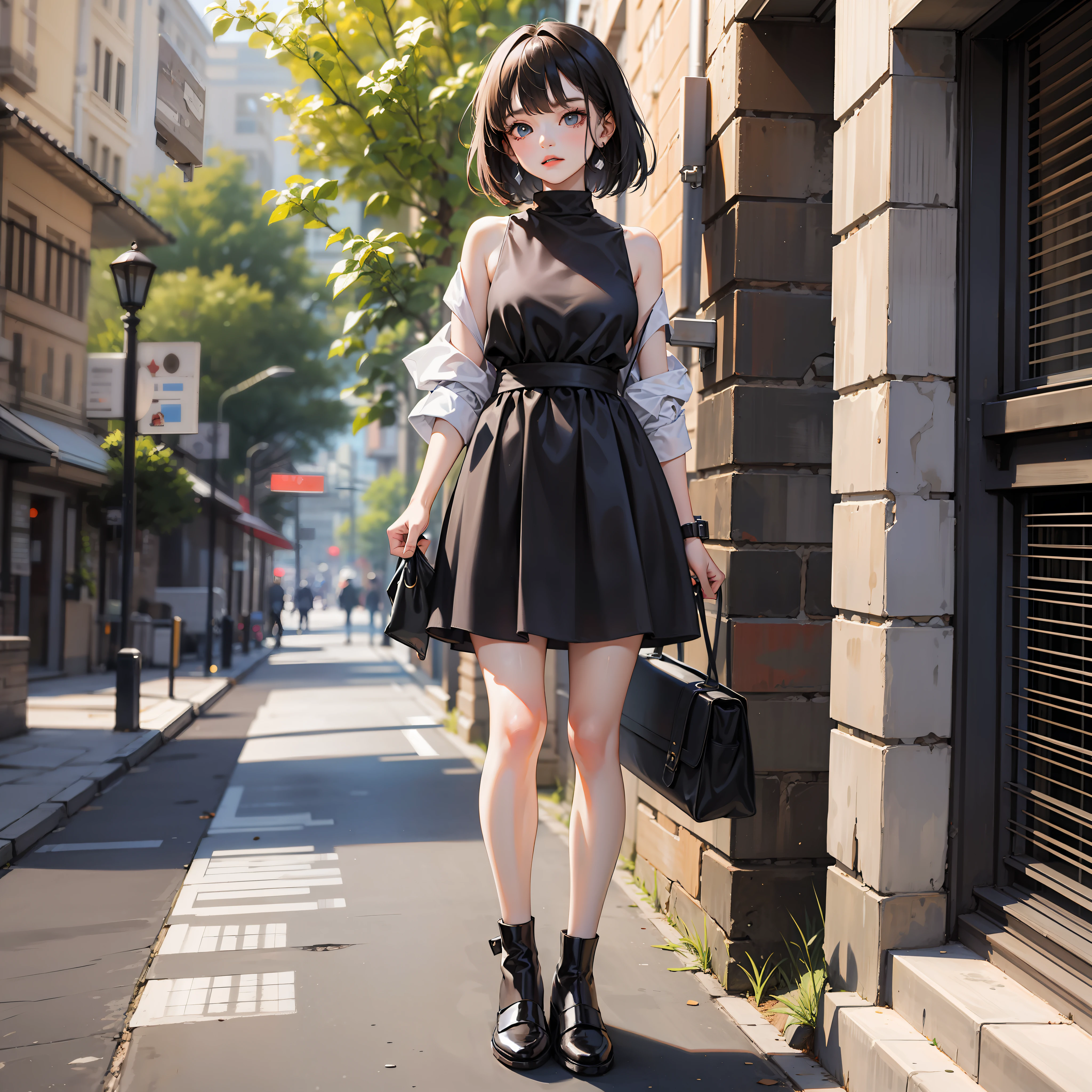 1 girl, full body, standing pose, minimalist