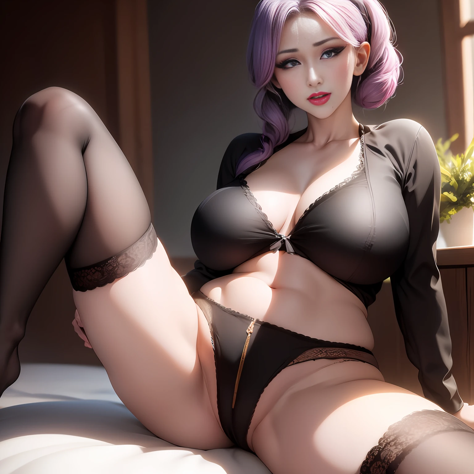 4K，Mature mother，Head up and stick out your tongue，roll of eyes，Wet underwear and stockings，The crotch exposes the bottoms。Drool