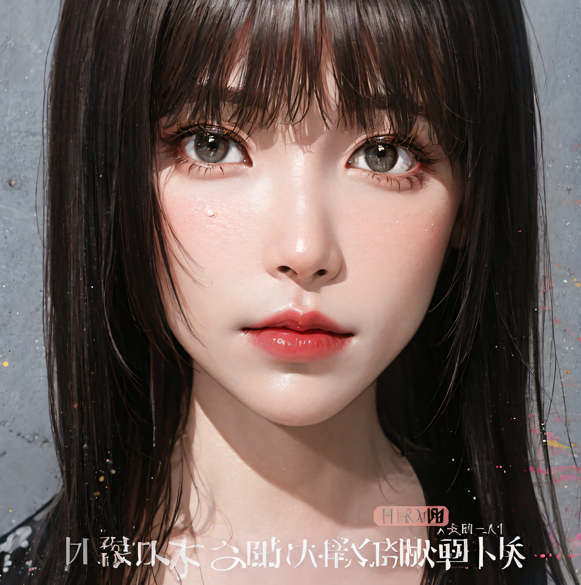 a close up of a woman with long black hair and a red lip, model エリサヘス s from acquamodels, face - up, with very highly detailed face, side up, ultra realistic face, extremely realistic face, Chiho Aoshima, with detailed facial features, hyper realistic face, real detailed face, human realistic face,masterpaintings,Need,Spring dress,Colored hair,exteriors,Magazine covers,Upper body body,