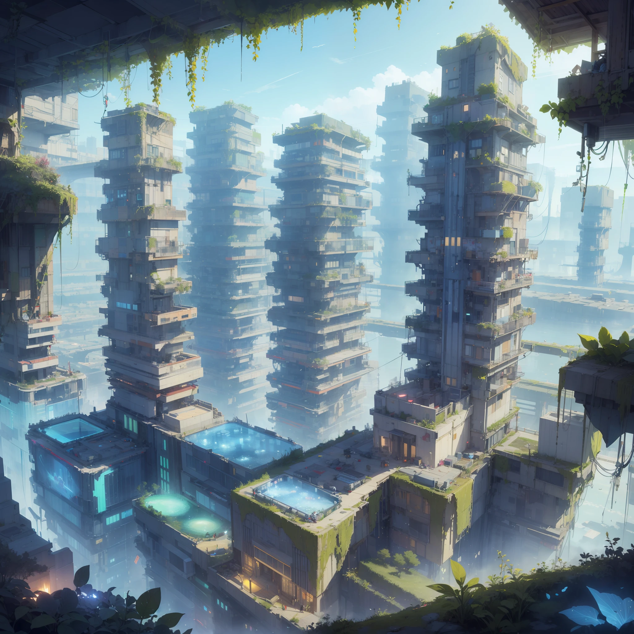 BiophyllTech, fully-organic, utopia,
dramatic lighting, cinematic bloom (isometric aerial perspective:1.2), sharp and crisp, distant, (metropolis:1.1), residential domestic buildings, advertising, industrial manufacturing facility, reflective glass,