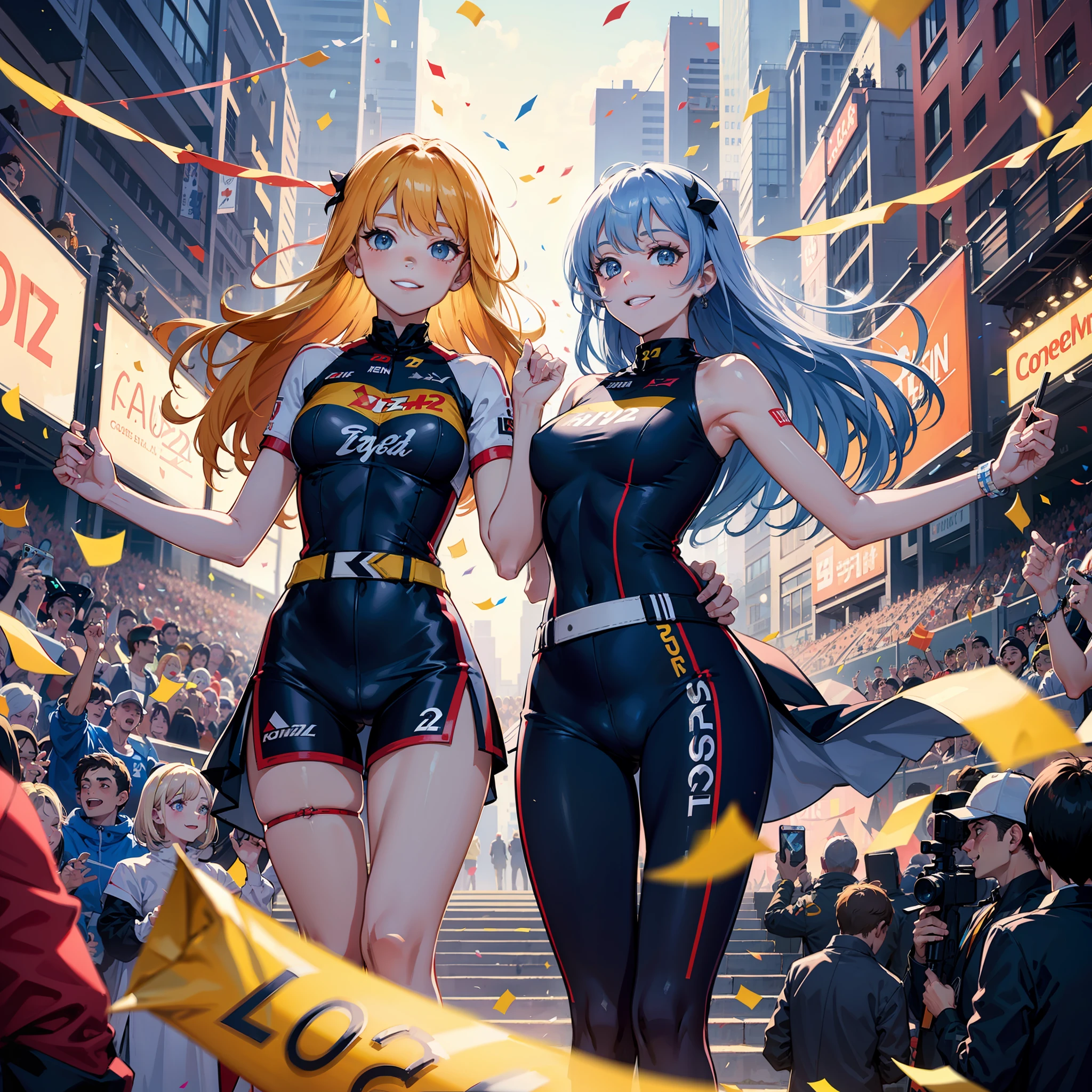 racing2022, smile, from below, confetti