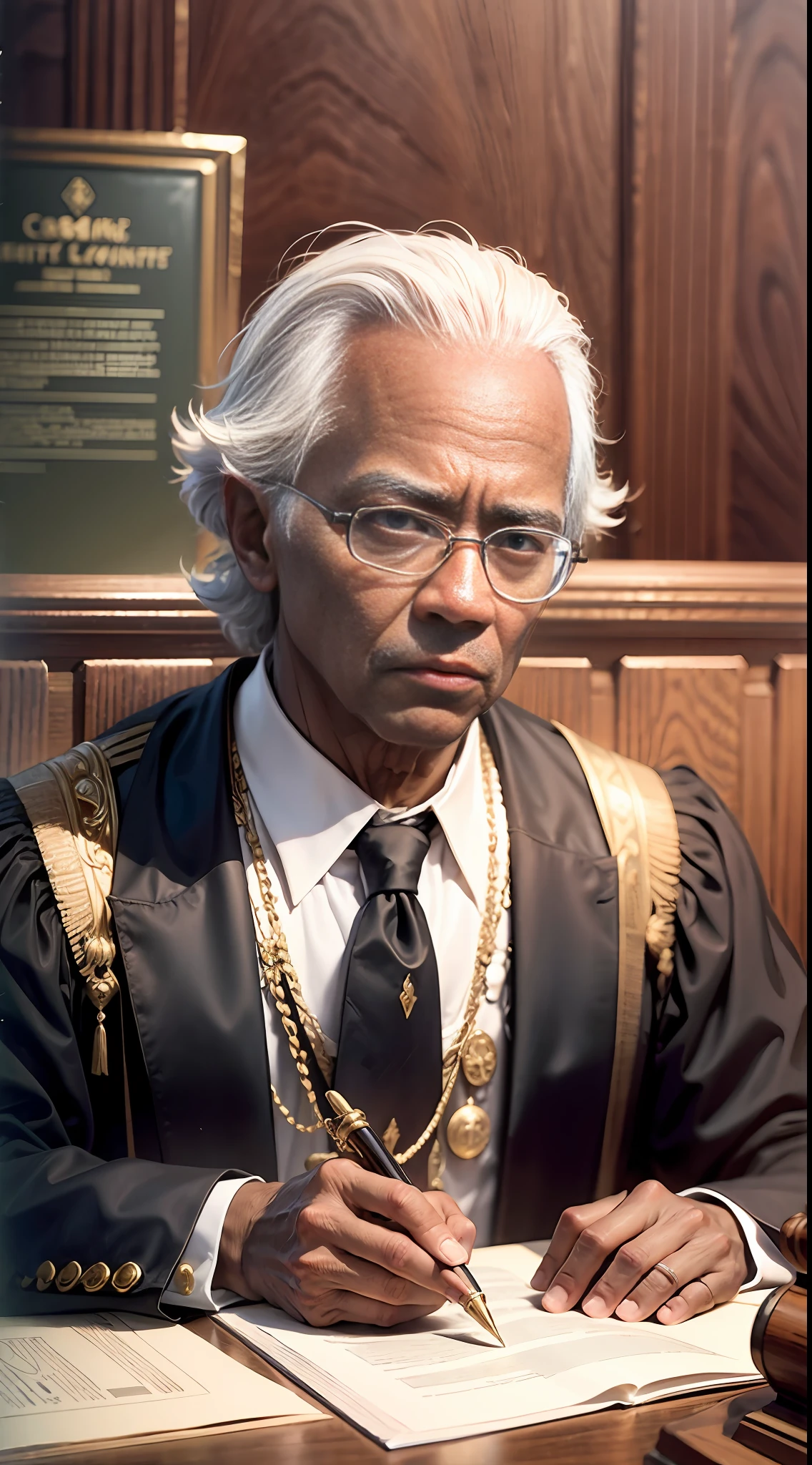 court of law, man judge in court in 1980s, south carolina, usa, black judge