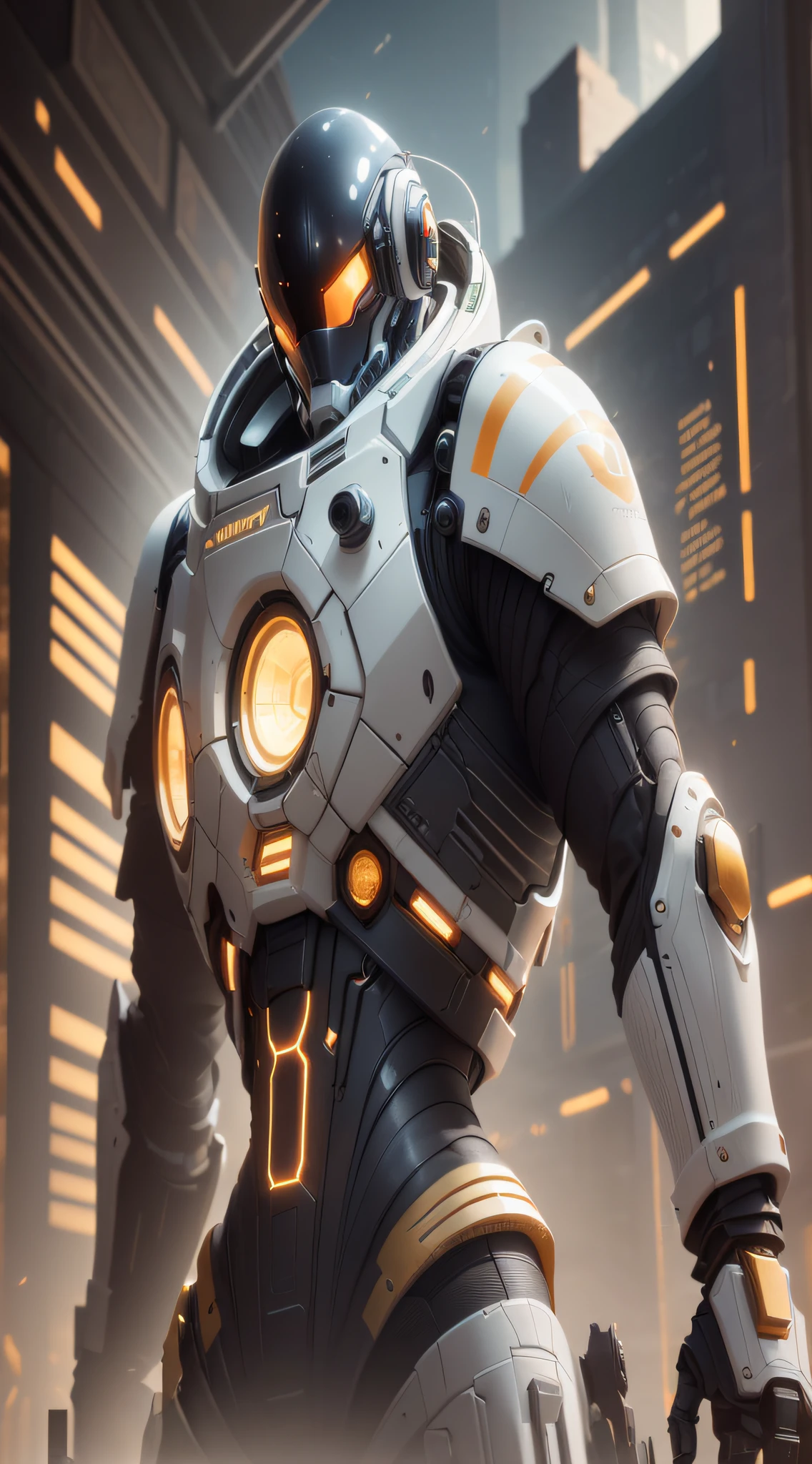 there is a robot that is standing in a city, 3 d render bipe, Epic Sci - Arte do Personagem de Fi:, epic scifi character art, 3 d octano render conceptart, epic scifi character art, sci-fi digital art illustration, octane trending on cgsociety, 8 k arte conceitual de alto detalhe, 3 d render arte do caractere 8 k