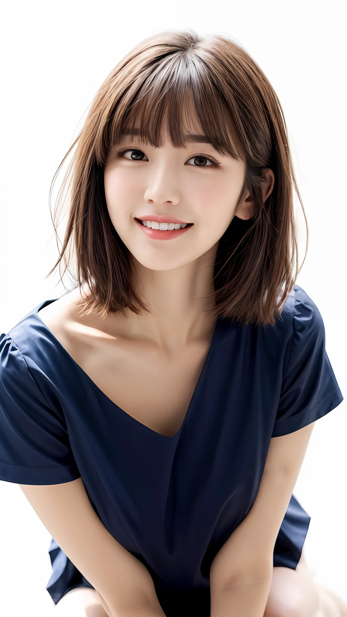 ??? (incontinence: 1.47), fashion trendy beautiful and attractive woman, gentle and attractive Chinese beautiful woman, Korean (kpop idol), delicate and ???? collarbone, attractive oval face, double eyelids, smart [peach] flower eyes, pink lips, small nose, ???? shoulders, focus on face, [[face close-up], ultra high definition, super detail, White off-shoulder lace shirt, (((white lace panties), fresh and impressive, natural (large: 1.25), (kneel on the ground), (????????? ???????????? spread), (from a low angle), (upright 1.5), (shiny skin: 1.4), (low angle)), perfect figure, ??????, cleavage, armpit wrinkles, (floor urine)), (????: 1.05), ( Showpiece, top quality, high precision)), one girl, (big, photorealistic: 1.4), (slightly above the camera, looking up at the camera, looking up, looking up at the camera, staring at the camera))), solo, solo, white background, snow-white background, mouth closed, happy smile, pretty black hair, short hair, big eyes, pronounced double eyelids, eyelashes, ears out, long neck, long neck, Absolute area, ((close-up of face, short hair with bangs)), 19 years old, attractive proportions, shiny skin, clean collarbone, golden ratio face, perfect face, teardrop mole, ????? mole, bangs, clean bangs, beautiful bangs, lip gloss, thin lips, white skin, ?????????, ???????????, small face, staring at the camera a little upwards, ((smiling a little at the camera, really nothing pure white background, very big, big big, ???????????)), ((((uniform, shirt))))