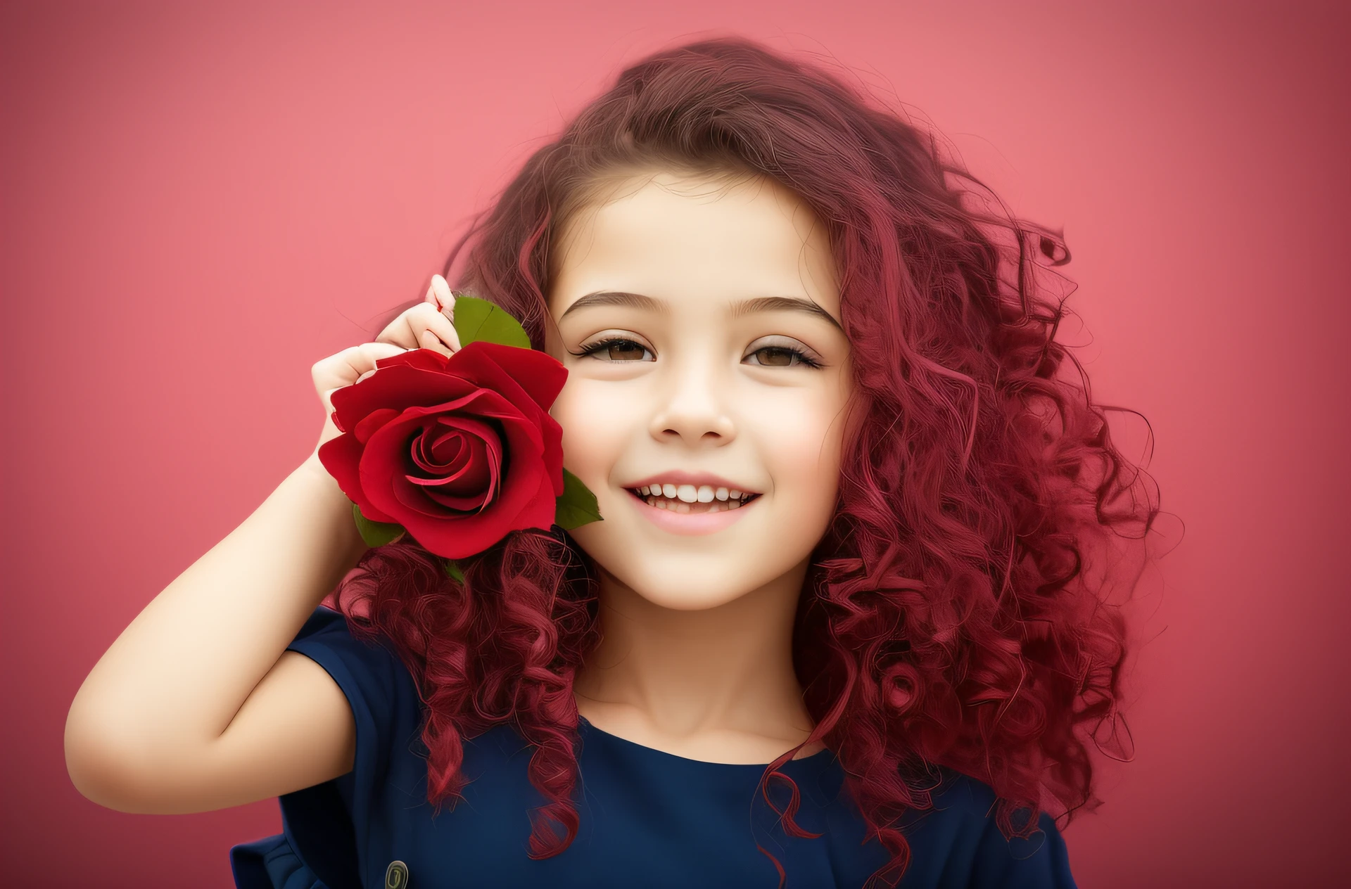 there is a little girl holding a rose in her hand, rosa vermelha no cabelo, segurando uma rosa, segurando uma rosa vermelha, rosa no cabelo, holding a rose in a hand, Beautiful girl, menina jovem bonito, menina com um rosto de flor, menina bonito, rosas no cabelo, rosa vermelha, girl with a flower head, menina bonita, Photo Session