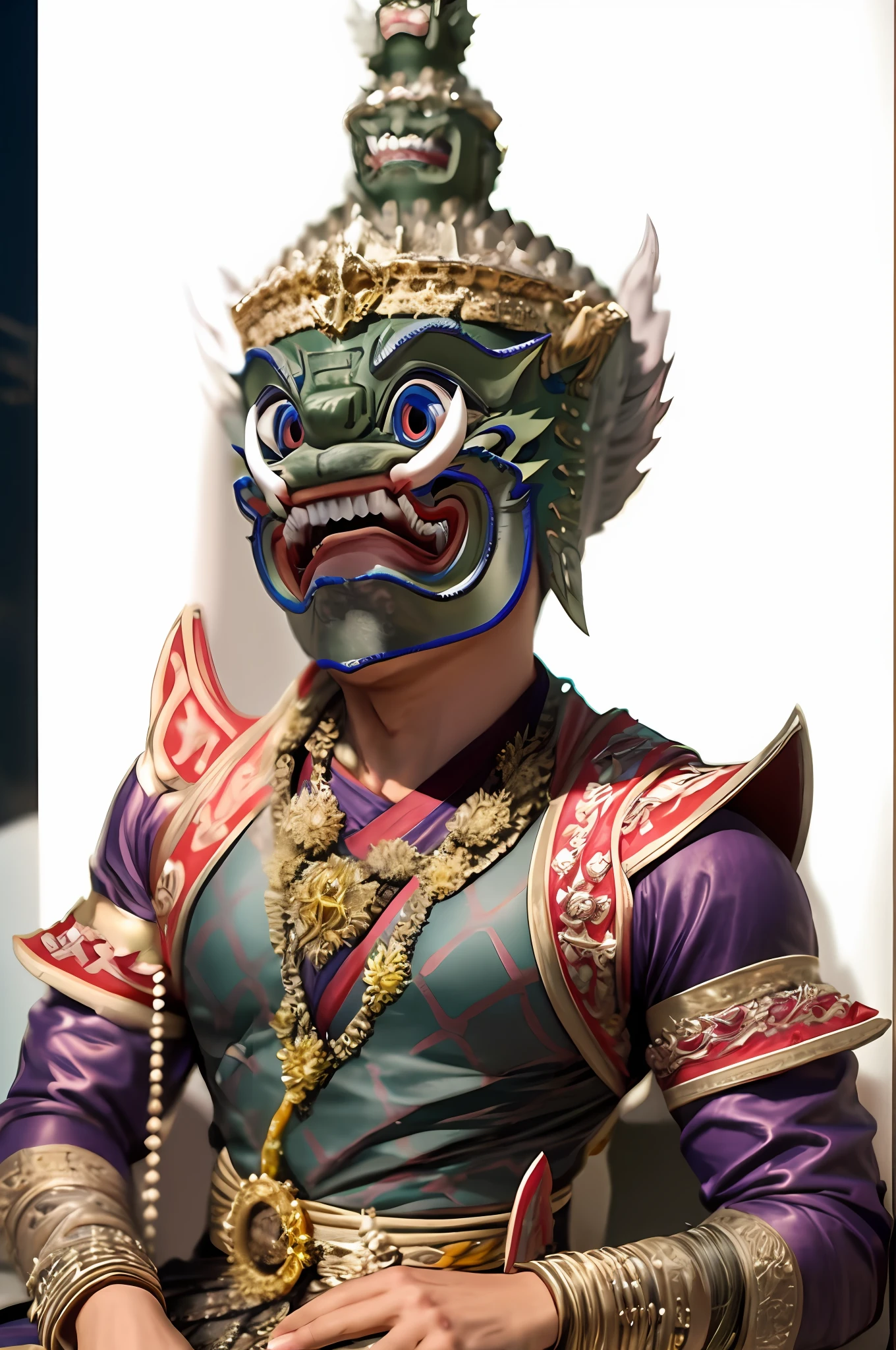 Close-up of Tosakan sitting sideways and mouth open to examine fangs,Inspired by Tosakan