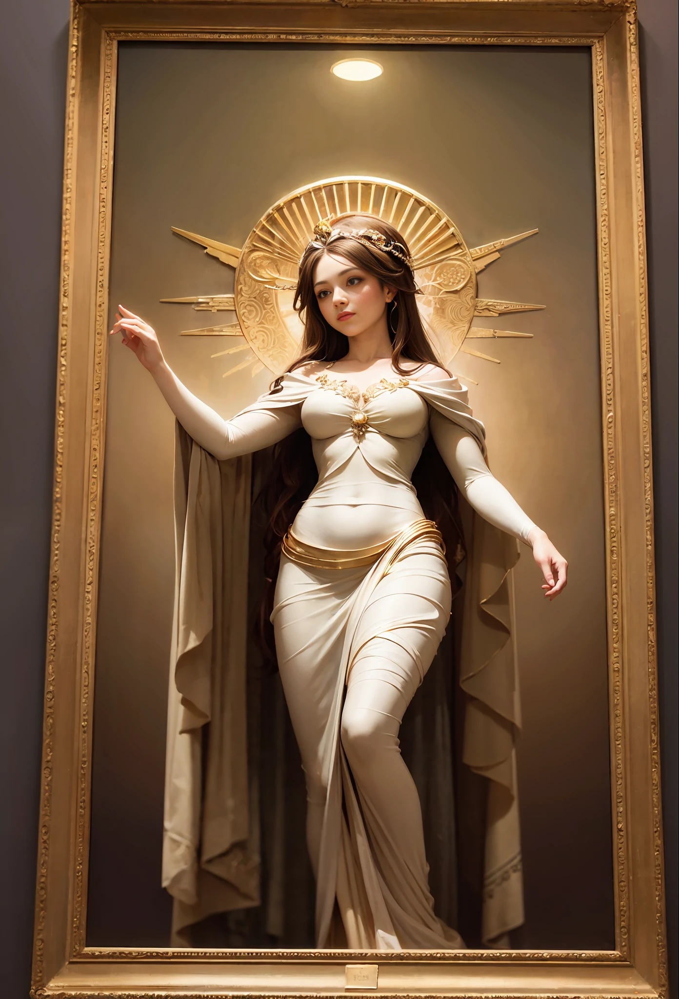 The tall Greek goddess Venus, Oil painting,Renaissance painting style,A masterpiece,masterpaintings,Ultra-clear,optimal quality,8k,Ultra photo realsisim,Gives off a colorful halo,The demeanor is vivid,be vividly portrayed