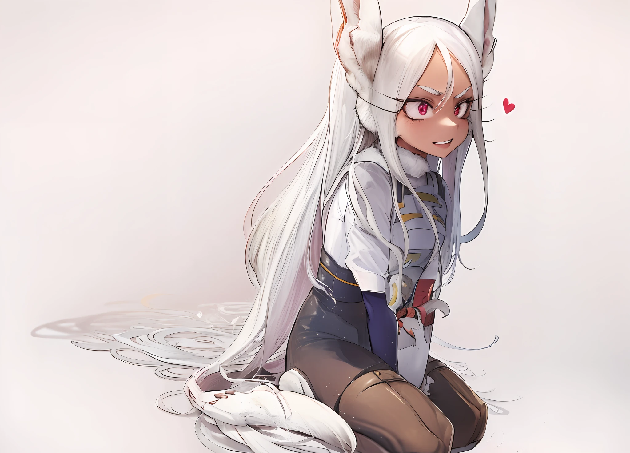 anime character sitting on a cat with a cat tail, fox-girl, White-haired fox, anime catgirl, female furry mini cute style, cute anime catgirl, komono, white fox anime, a fox, girl with fox ears, female fursona, Fully robotic!! cat woman, author：Shitao, beautiful anime catgirl, Anime cat paws