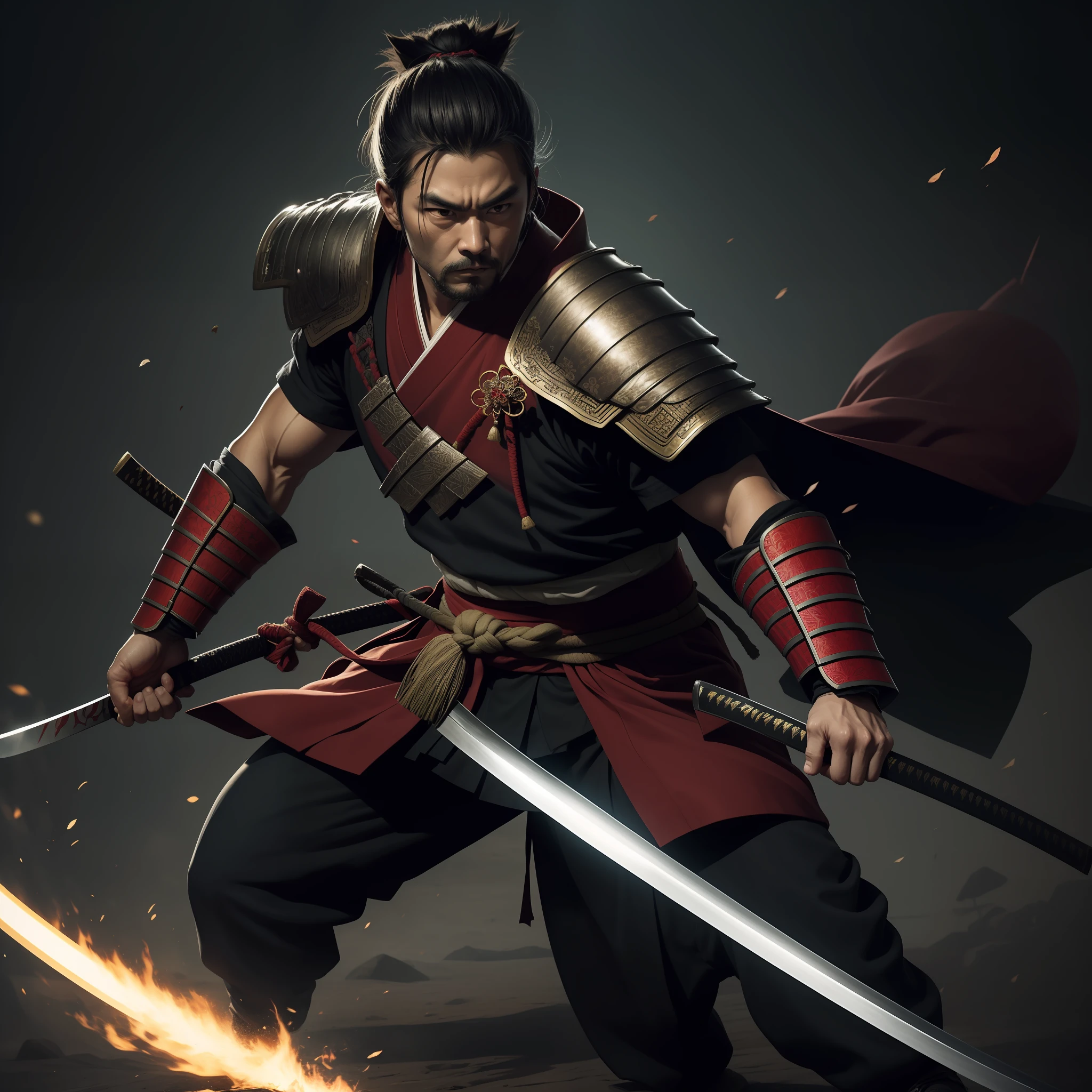 Claro! Here is a prompt for you to generate an image of a samurai in an imager application:
"Desenvolva uma imagem de um samurai em uma pose imponente, pronto para a batalha. Certifique-se de que o samurai esteja usando uma armadura tradicional, holding a katana with both hands. Pay attention to the details of the armor, like metal plates, protection for the face and traditional symbols. As cores podem incluir tons de preto, red and silver to create a dramatic contrast. Add a backdrop that suggests a Japanese battlefield, com cerejeiras em flor ao fundo. Choose lighting that highlights the samurai and creates an epic atmosphere."