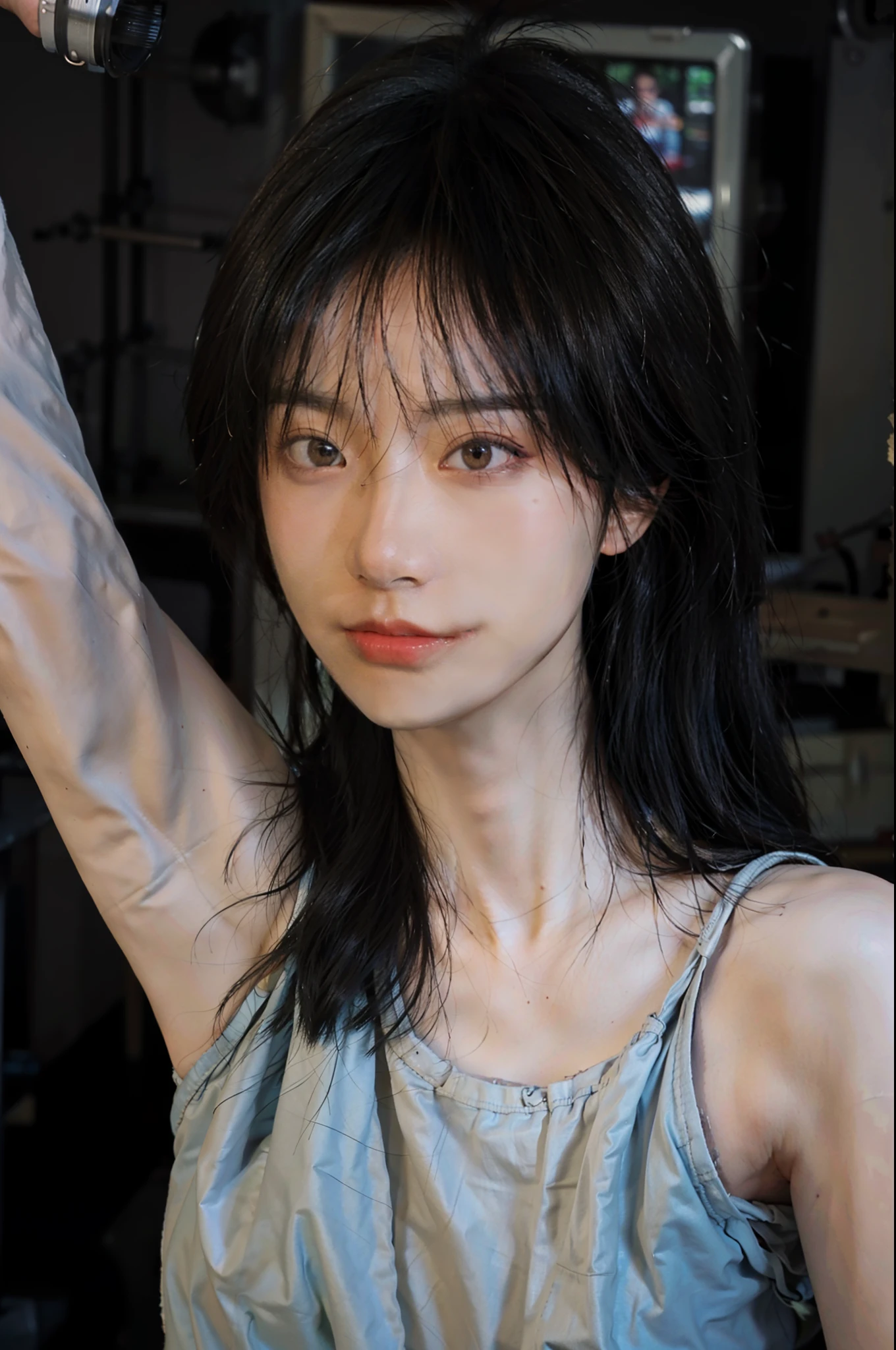 8K,Best quality, masterpiece, ultra high res, (photorealistic:1.4), raw photo, (Authentic skin texture:1.3), (film grain:1.3), (selfie angle),1girl,beautiful detailed eyes and face,masterpiece, best quality,close-up,upper bod,