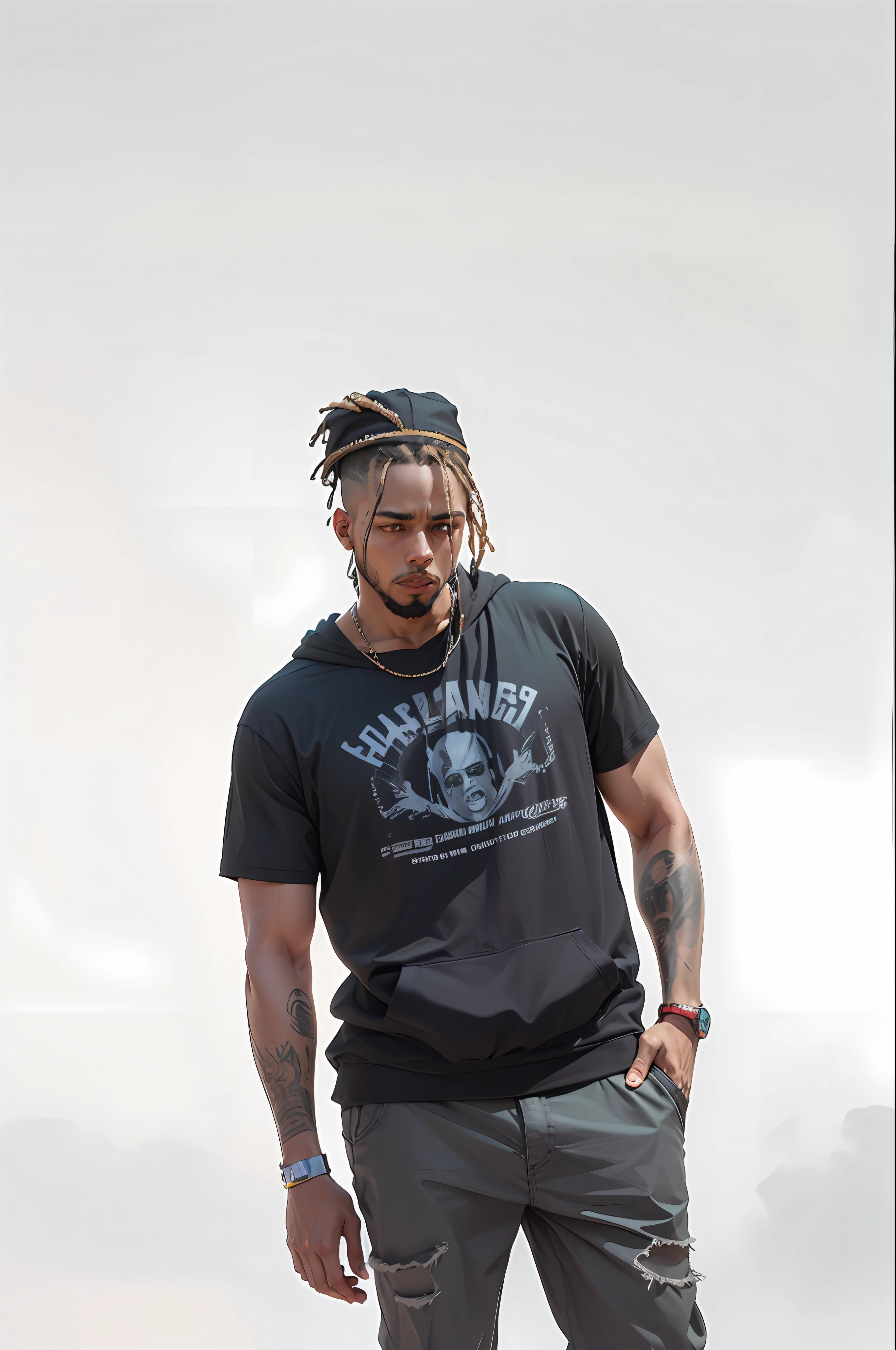 Araffe Man in a black hoodie and black cap speaking in a micro, NAS, rapper on stage at the festival, Rapper, live at lollapalooza, in front of a large crowd, big head on stage, teddy fresh, : Kendrick Lamar, on stage, Kendrick Lamar, rap, Chicago, Boston, Tyler, recognizable, performing, 2019 --auto --s2