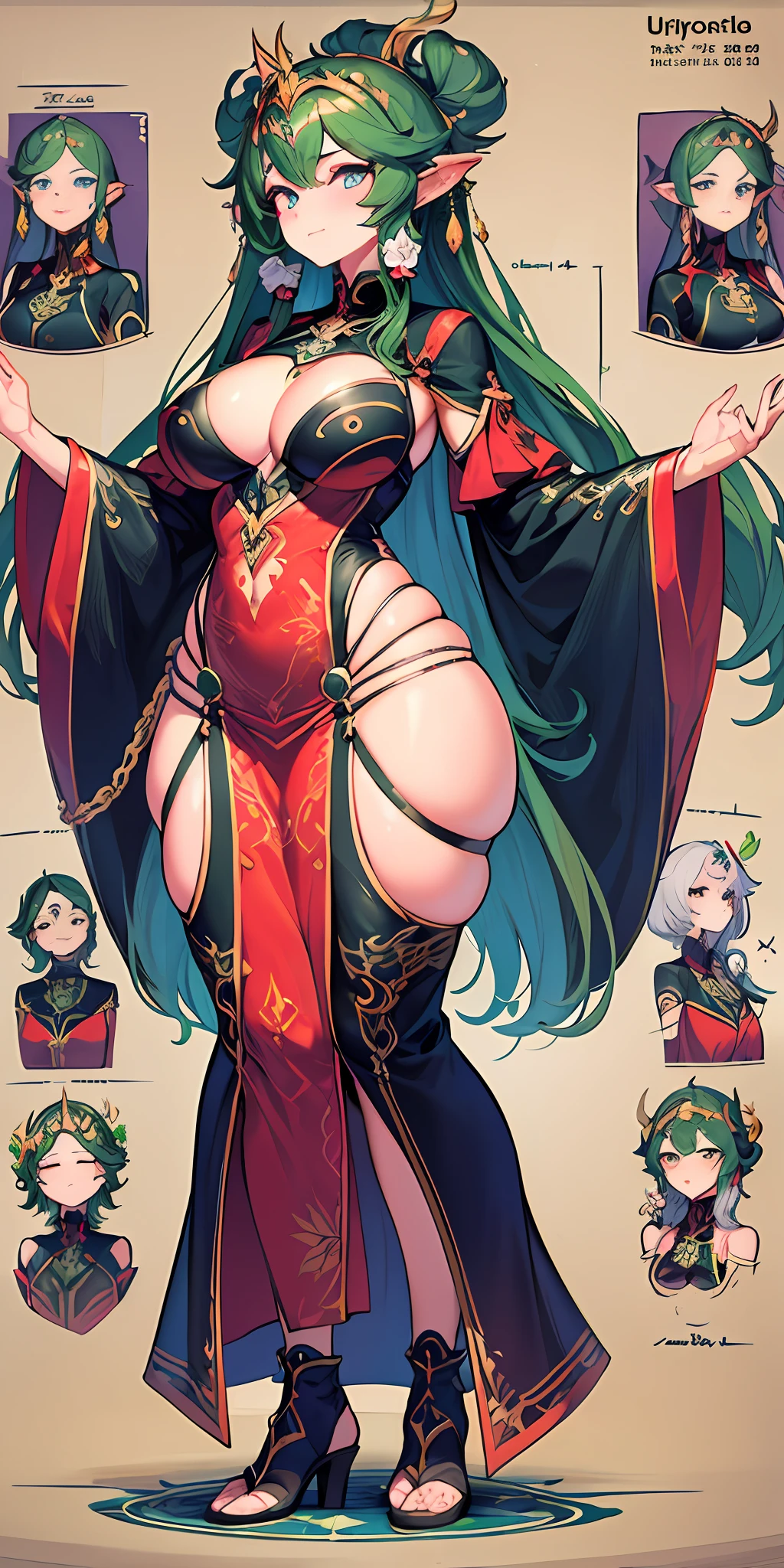 masterpiece, best quality, 1girl,highres, absurdres, full body,(ultra-detailed:1.1025), (illustration:1.1025), (infographic:1.1025), patent drawings, physical measurement,psychedelic details art, mushrooms,magical,trippy, beautiful face, seductive breast,sexy body,thick clothes,bodhisattva,(all clothes configuration:1.1025), stationery, (solo:1.1025),standing, cohesive background,normal hands, character sheet,(show upper body portrait)