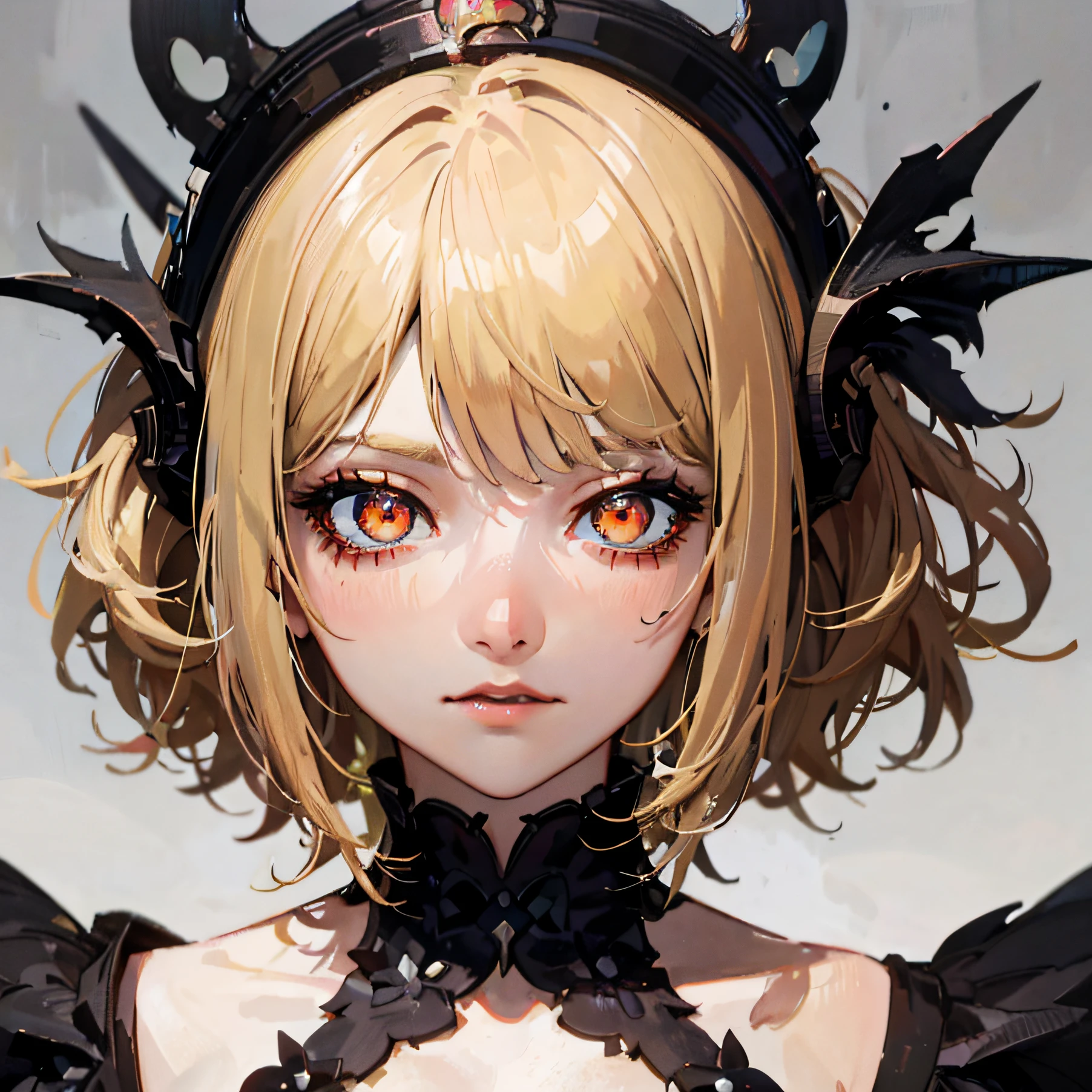 anime - style image of a woman with a crown and horns, Detailed digital anime art, black anime pupils in her eyes, Stunning anime face portrait, demon anime girl, detailed portrait of an anime girl, Guweiz in Pixiv ArtStation, Guweiz on ArtStation Pixiv, detailed anime character art, Digital anime art, Guviz, Anime waifu