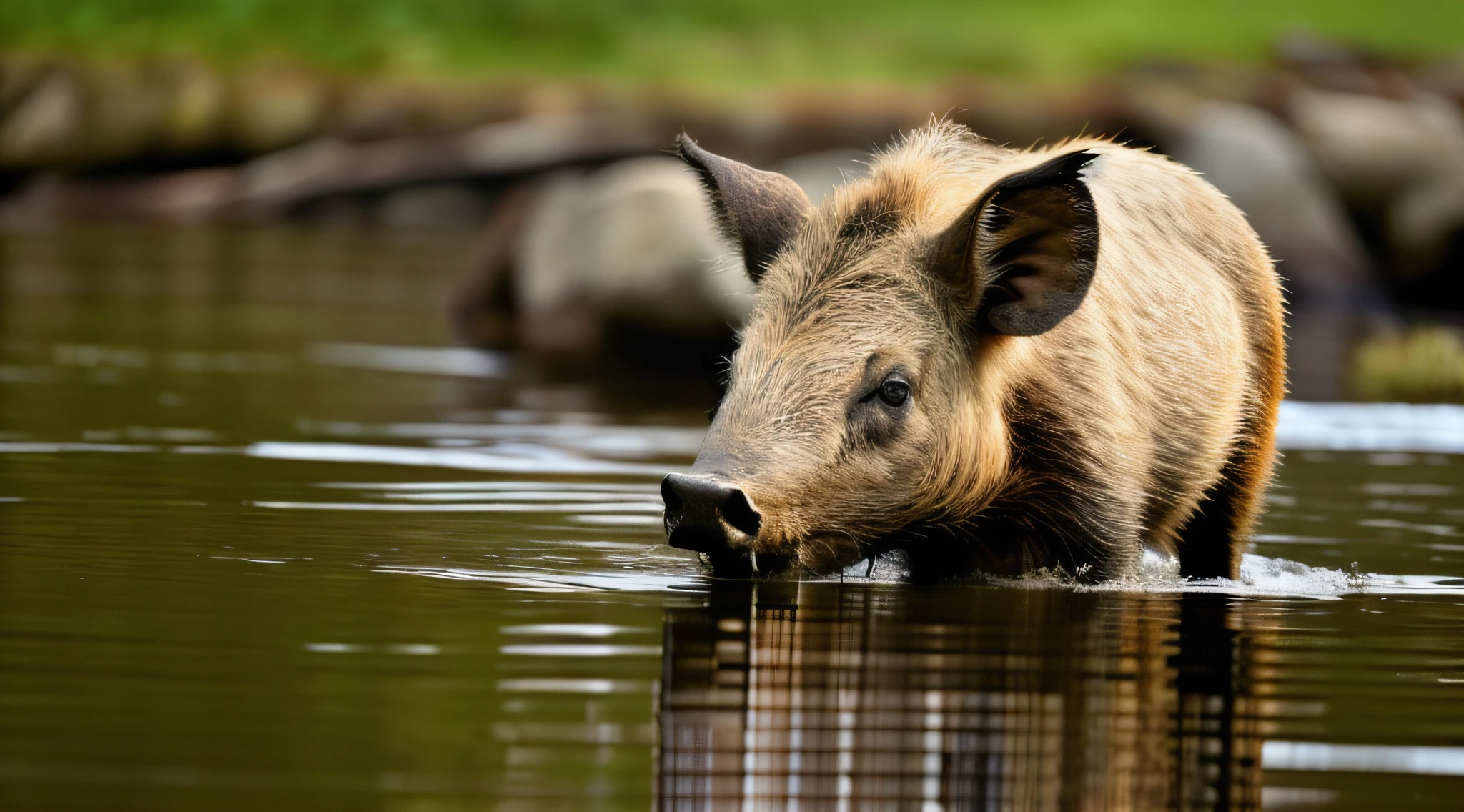 A photographic portrait of a wild boar, durante o dia no outono, in 8k resolution.