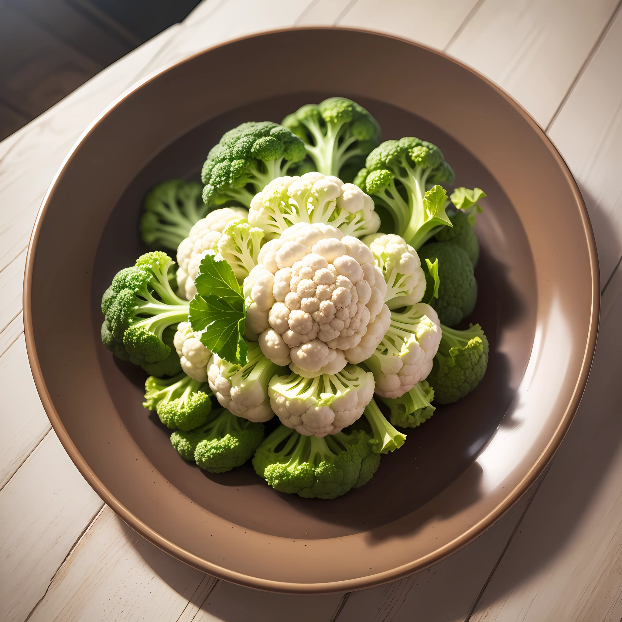 cauliflower on white plate in high resolution --auto --s2