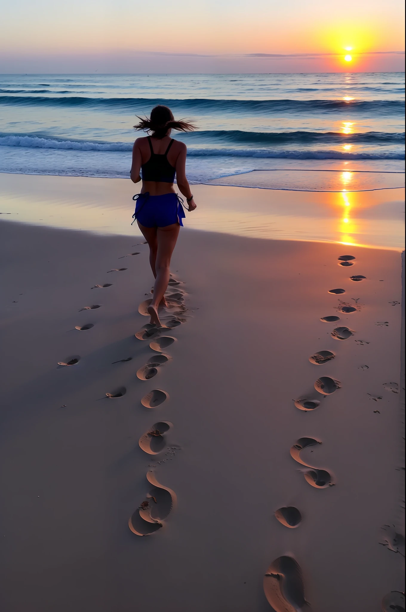 "Tell me how I feel the wind caress my face as I run along the beach at sunset, leaving footprints in the sand and a sense of freedom in my heart."