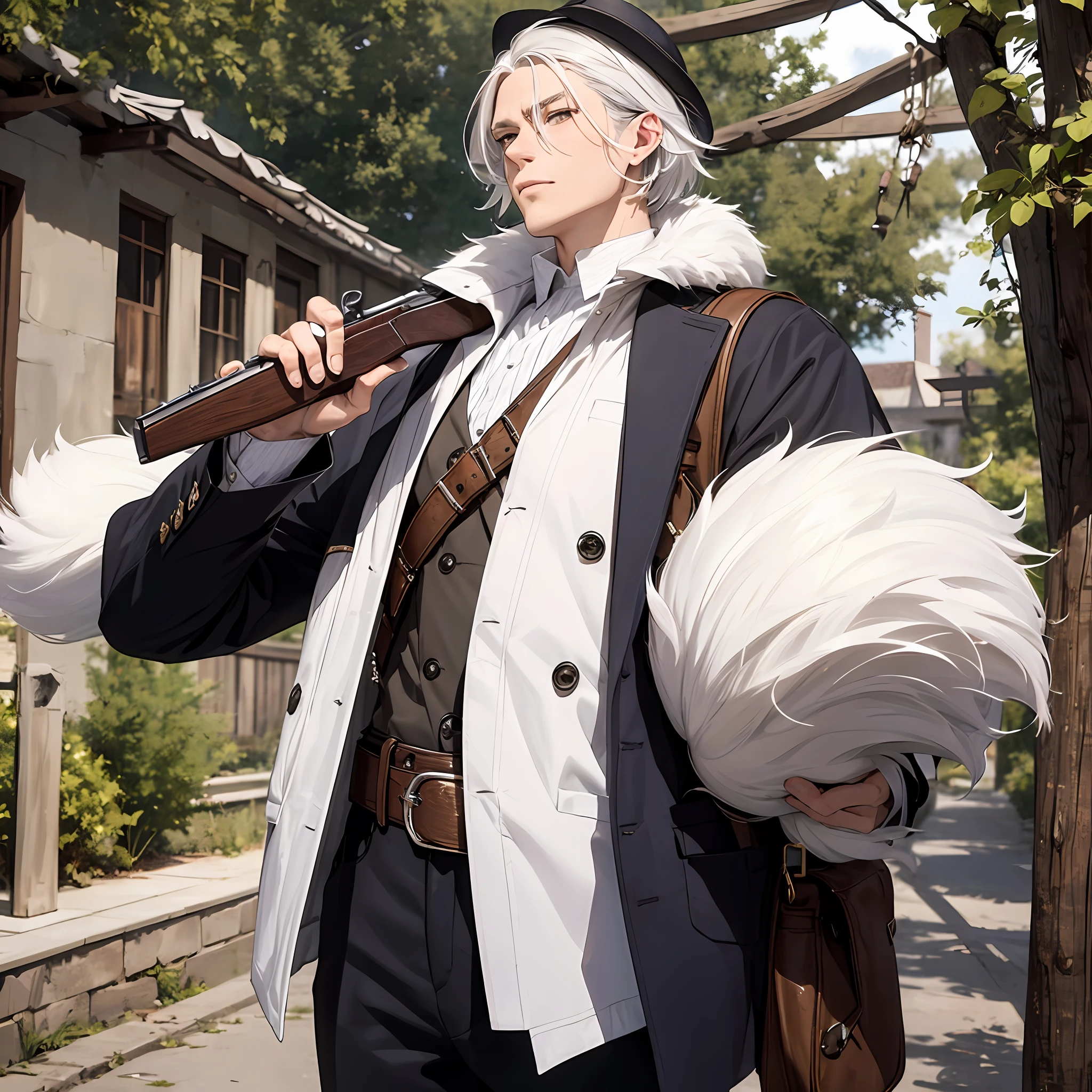 Furry,White hair,cowboys,a revolver --auto