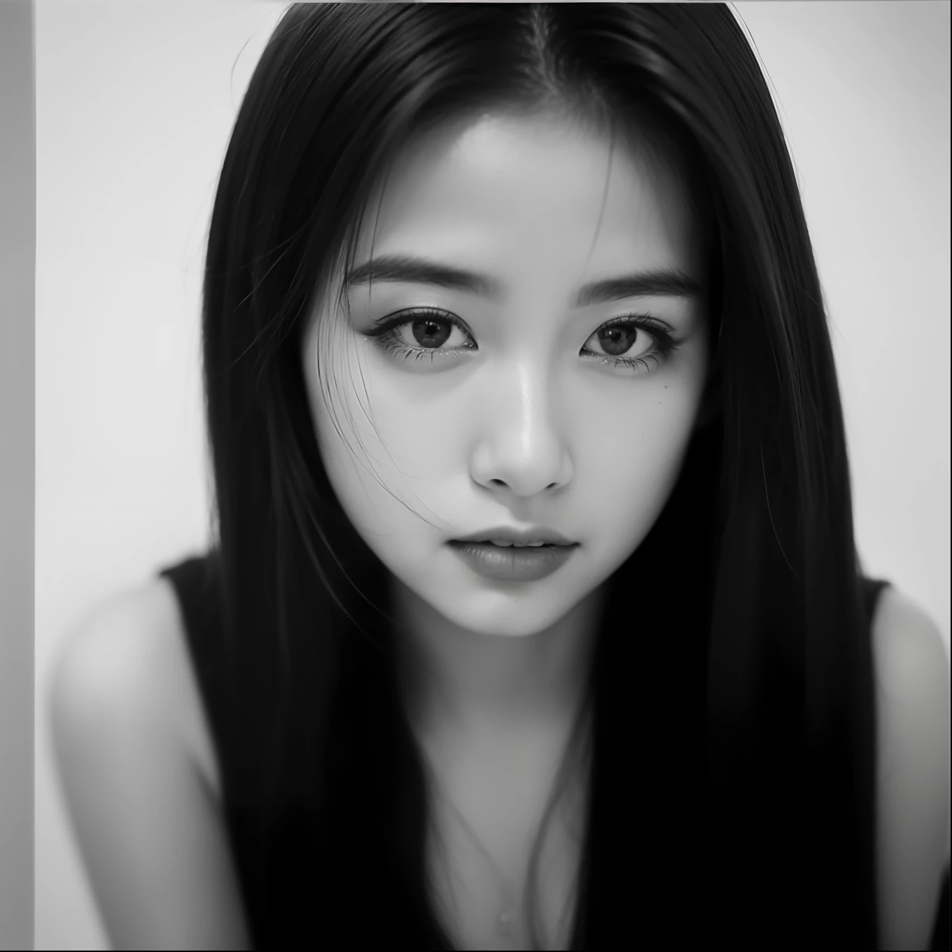Photo of a Beautiful Korean kpop idol Woman, Summer, Lustful, Film grain, Ilford HP5, 80mm