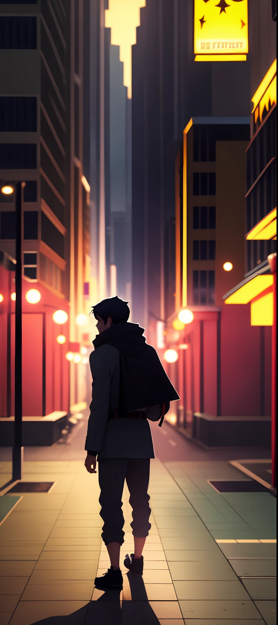 In this 2D animation scene, We have a lonely character, but full of confidence, com as luzes refletindo ao lado do seu rosto.
The character is drawn with a stylized style of 2D animation, com linhas suaves e expressivas. It is positioned in a wide and open location, like a terrace of a tall building at night.
The light of the full moon shines brightly in the dark sky, casting a soft, mysterious glow over the scene. Ao lado do rosto do personagem, luzes coloridas e brilhantes refletem, criando um efeito fascinante.
O personagem tem uma postura confiante, com os ombros eretos e o olhar determinado. Seus olhos refletem a intensidade das luzes ao seu lado, conveying a mix of courage and self-confidence.
Ao fundo, We can see the outline of the silhouettes of buildings and a bustling city. No entanto, The character seems to be in his own world, focado e confiante em suas habilidades.
This scene conveys a sense of inner strength and confidence, as the character stands out alone amid the nocturnal cityscape. The lights reflecting beside him symbolize his unique brilliance and his determination to face challenges with courage.
The animation is accompanied by a captivating soundtrack, which increases the character's sense of empowerment and determination.