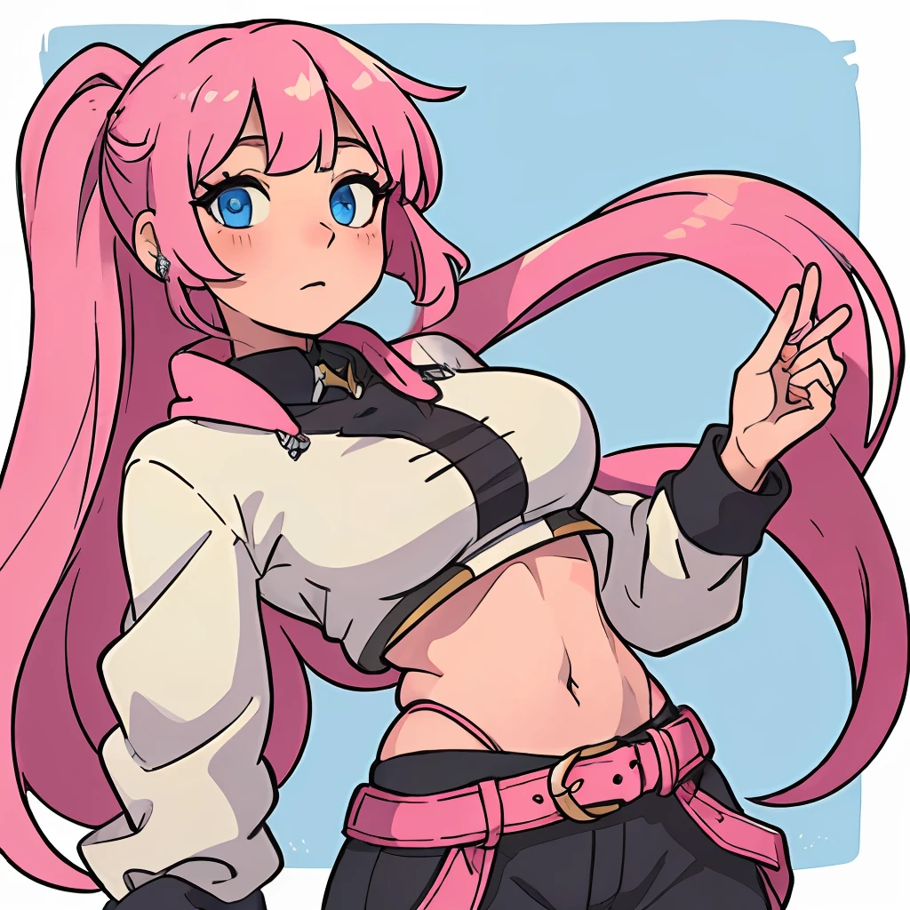 hightquality,Hi-Def,masterpaintings,pink hair,ponytailhair,1girl huge large breasts,Blue eyes,lovly,Slim and small,Clothing that exposes