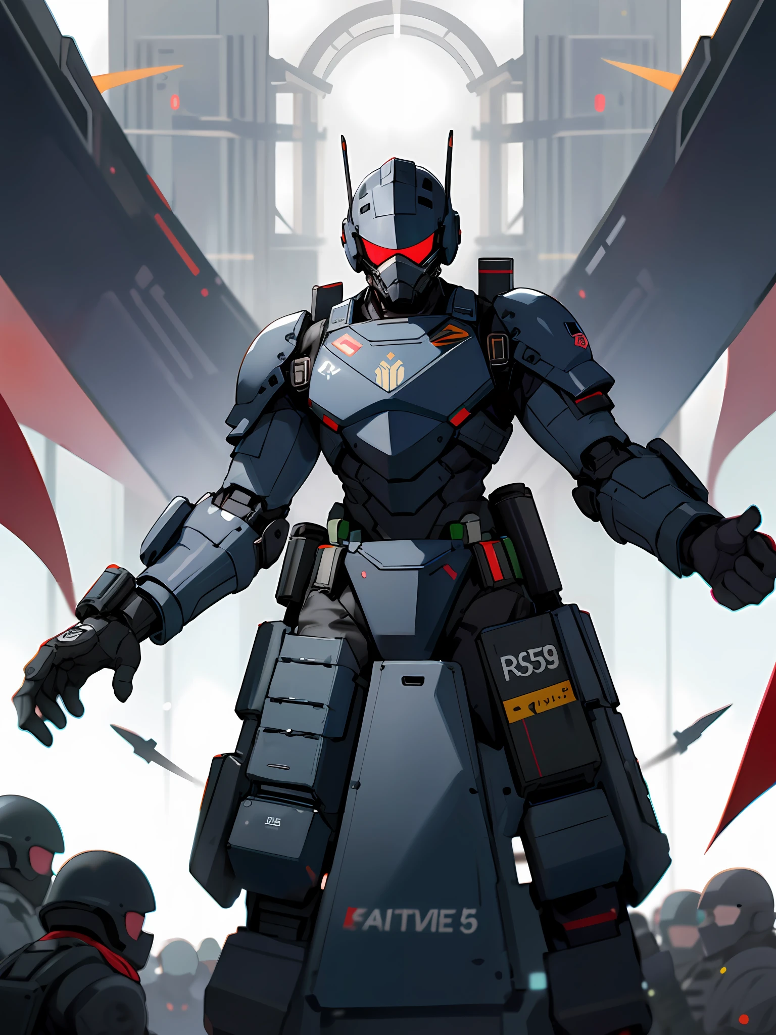 there is a man in a military uniform with a helmet on, kanliu666, Battle suit, RB6S), soldier outfit, looks like jerma985, RB6S, rb 6 s, black armored uniform, full uniform, clear outfit design, military police, stealth suit, full soldier clothing