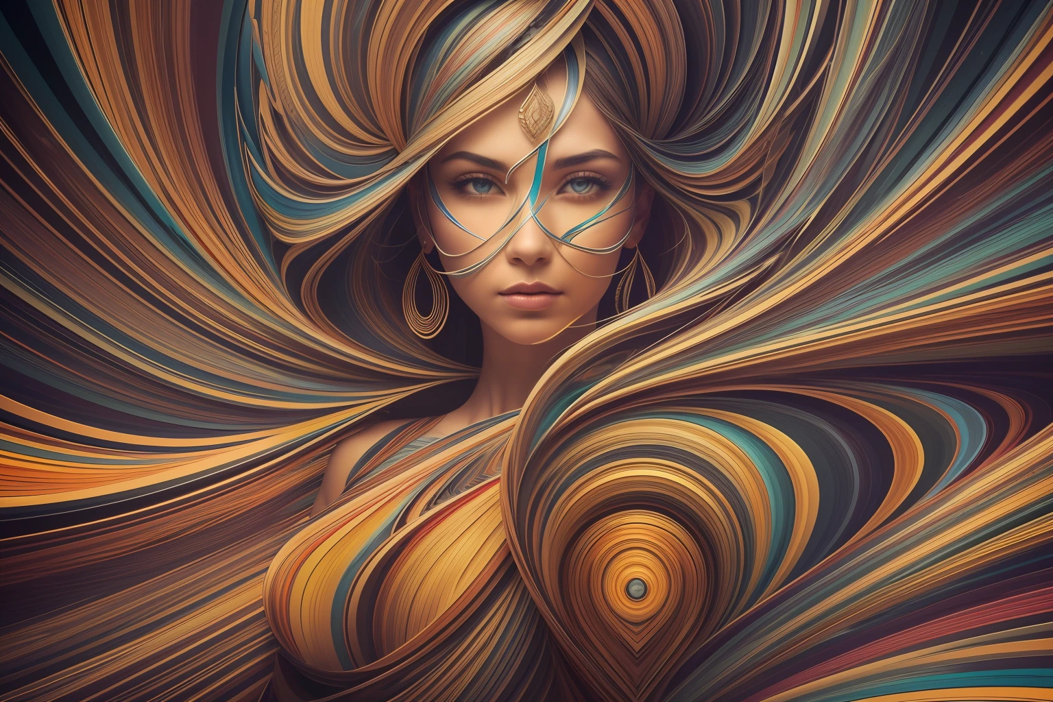 "Imagine an abstract image that depicts distinct lines and shapes coming together to form a strong and resilient human figure, representing how the union of different elements can create something bigger and more powerful."
