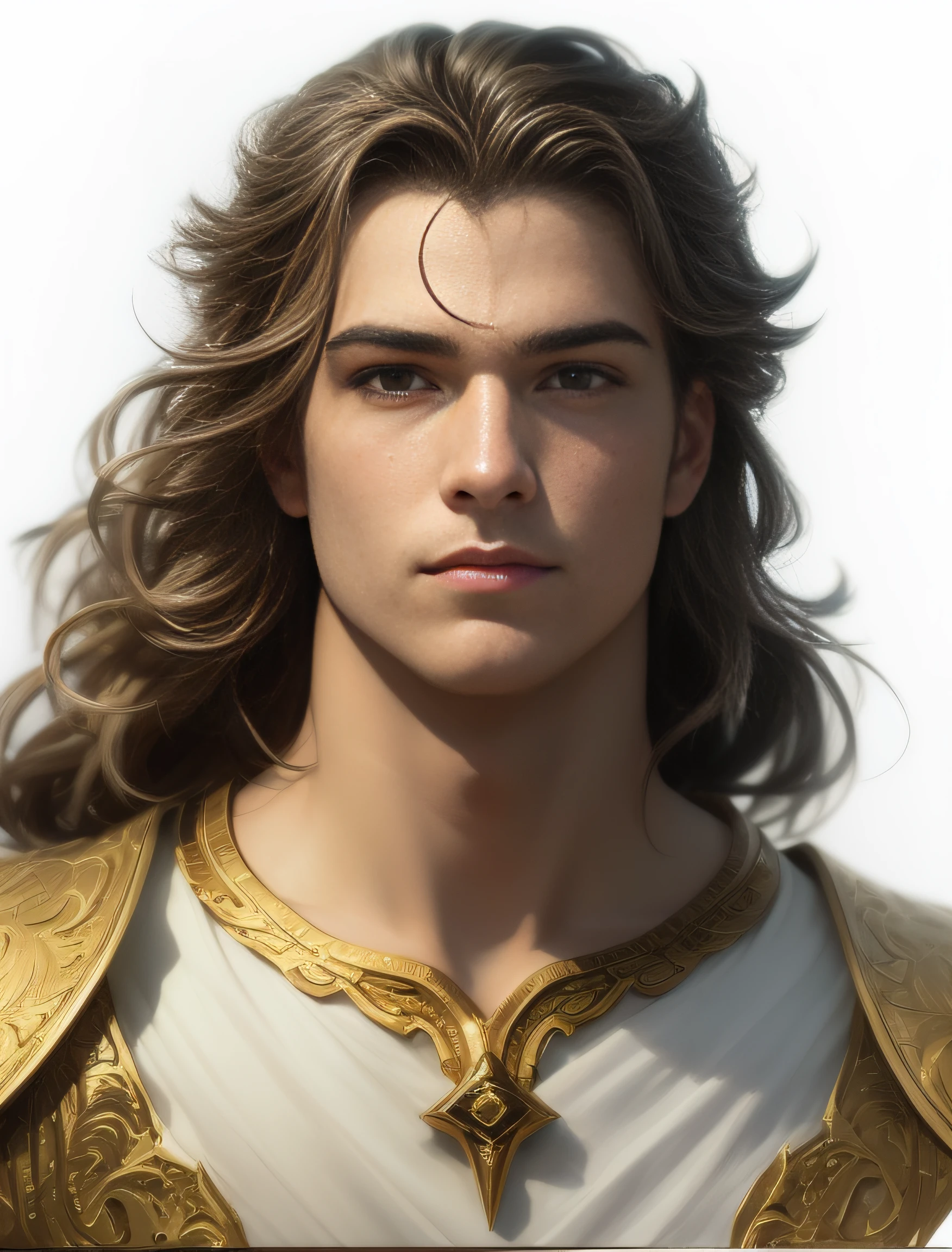 imagem arafed de um homem com cabelos longos e um colar de ouro, retrato masculino da fantasia, visto de lado, Um retrato de um elfo masculino, arte do personagem charlie bowater, elfo masculino bonito, retrato detalhado do caractere, bonito rosto detalhado, retrato de arte conceito de fantasia, fantasy art smug smile man, retrato do personagem da fantasia, arte do personagem masculino humano, Graphic artist Magali Villeneuve, bonito impressionante realista