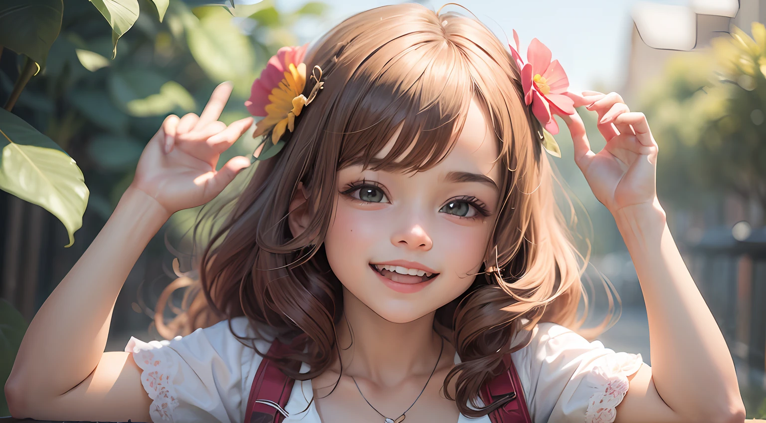 (um beija-flor) flutua em torno da (A Happy Child), ambos cercados por um (Heart) vibrante e brilhante.