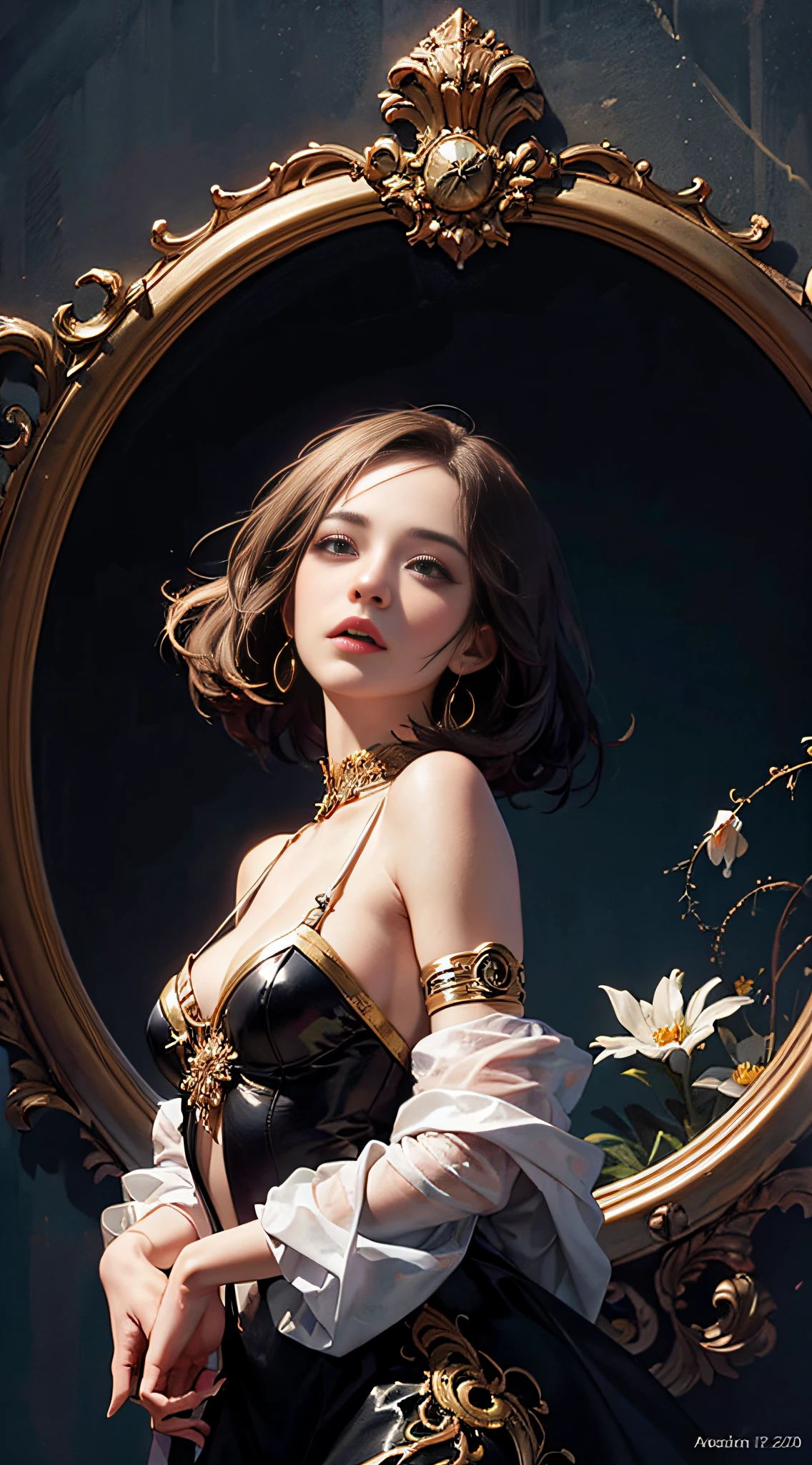 official art, unity 8k wallpaper, ultra detailed, beautiful and aesthetic, masterpiece, best quality, (zentangle, mandala, tangle, entangle), (fractal art:1.3) , 1girl, extremely detailed, dynamic angle, cowboyshot, the most beautiful form of chaos, elegant, a brutalist designed, vivid colours, romanticism, by james jean, roby dwi antono, ross tran, francis bacon, michal mraz, adrian ghenie, petra cortright, gerhard richter, takato yamamoto, ashley wood, atmospheric, ecstasy of musical notes, streaming musical notes visible