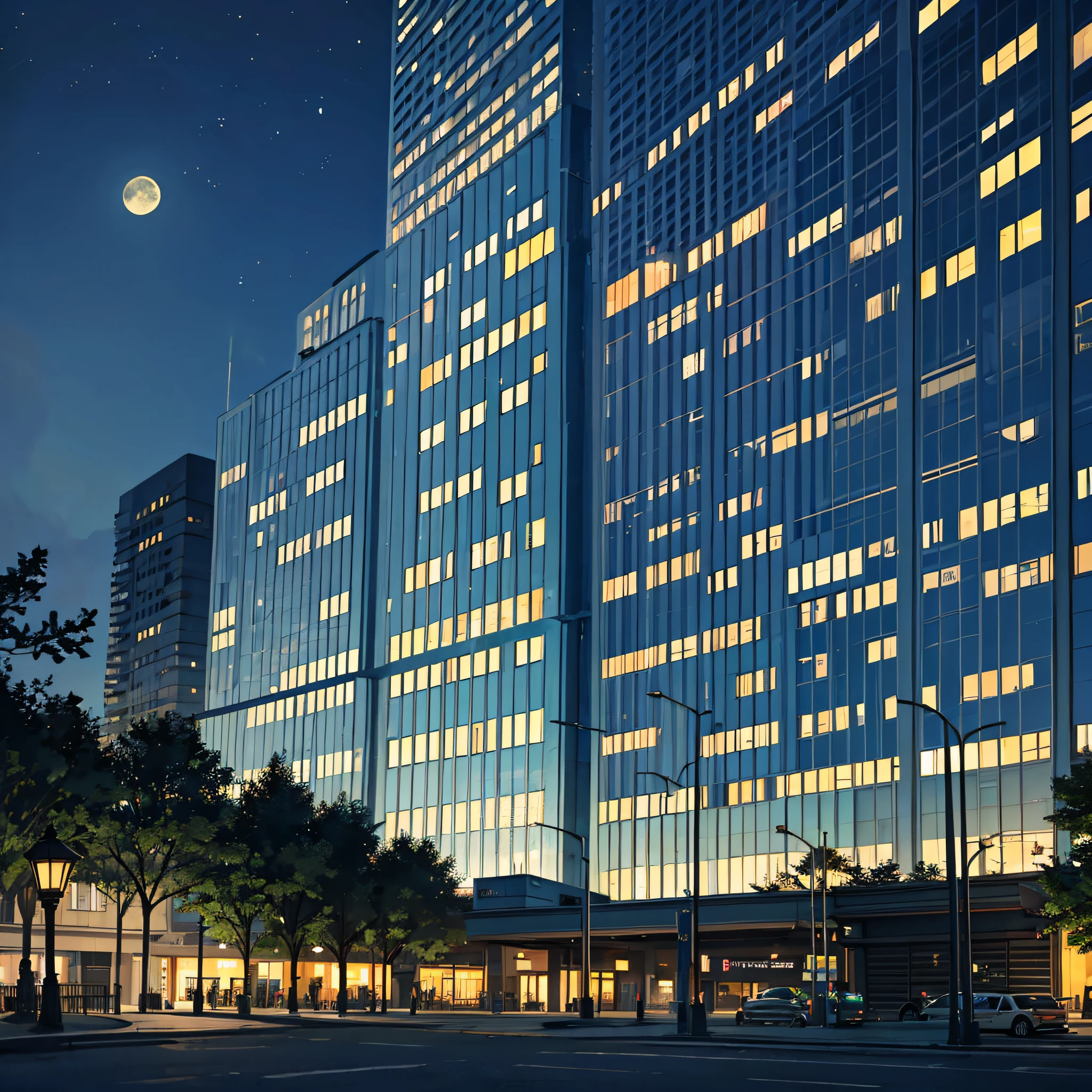 the night,moonlit glow,suburb,Private hospitals,greenery