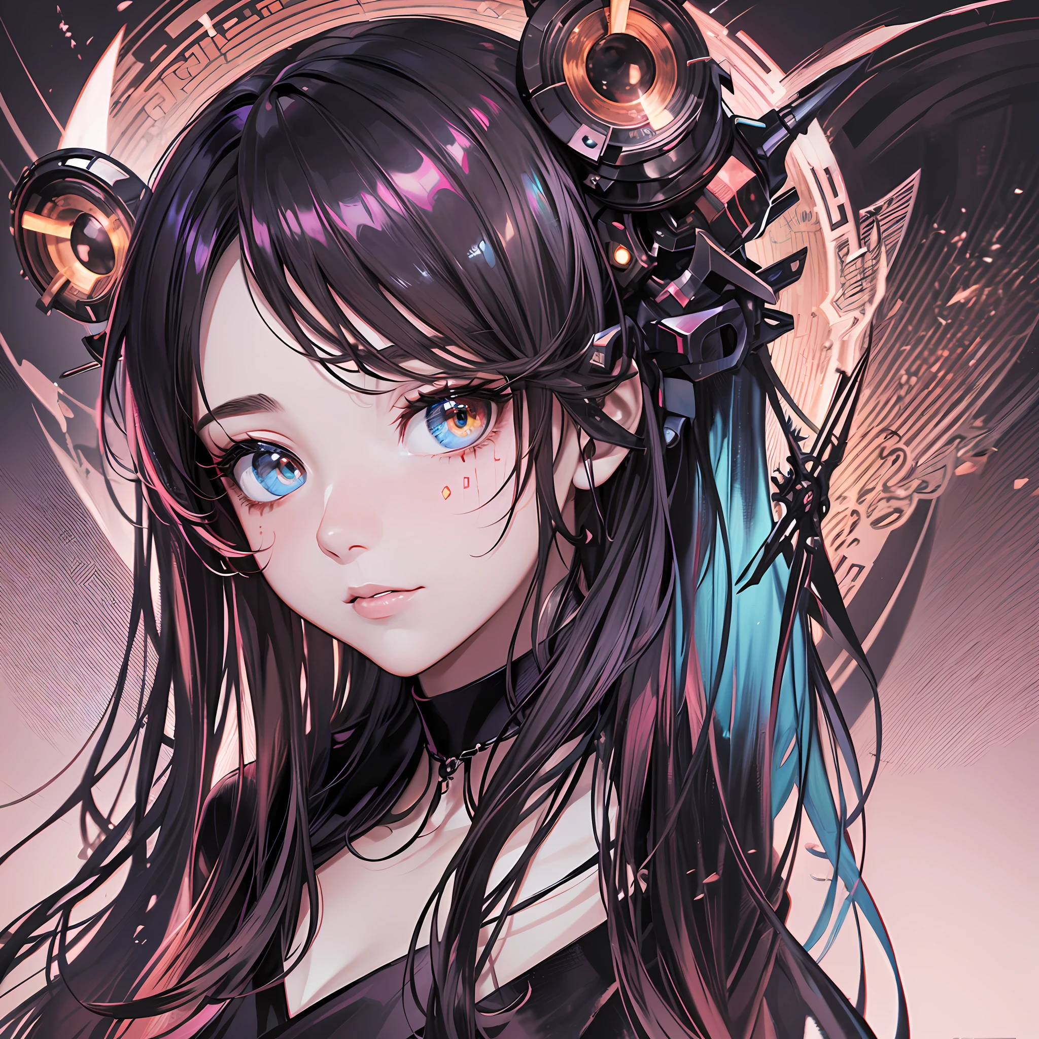((best illustration, The most beautiful pieces of art)), perfect characterization, alta resolução, roupas cyberpunk, olhos coloridos variados, heterocromia, cabelos castanhos curtos, perfeita simetria facial.--Niji:5 --s2