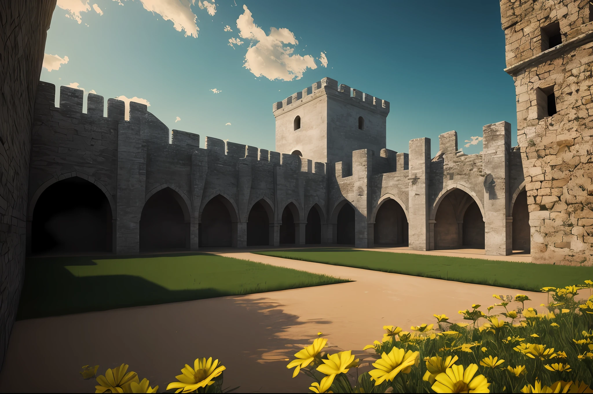 Obra maestra, (Fardin floral), sode, Antecedentes detallados del castillo medieval, 4k, 8k, alta calidad, High detail, Ilustraciones profesionales, ultra realista, fotorrealista, Cinematographer, DSLR, impecable, Limpio, Obra maestra, artwork Perfect Artwork, Cinematic Flower, cinematic lighting, Obras de arte famosas,