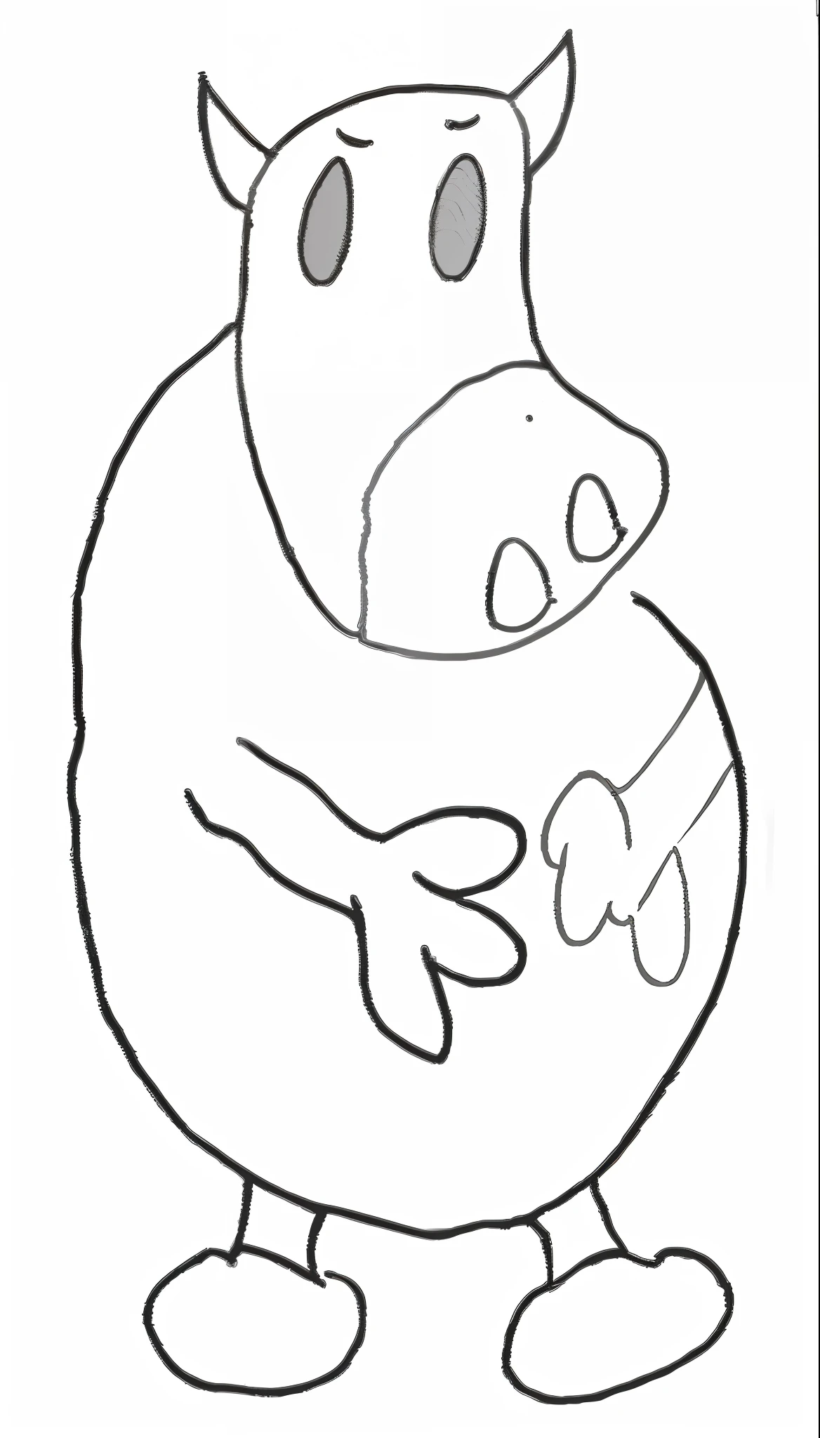 drawing of a cartoon pig with a knife in its hand, an anthropomorphic stomach, hand - drawn animation, hand drawn animation, absurdista blob em um vestido, gesto de pose pudica, desenho suave, drawn with a single line, um porco, inspired by Shūbun Tenshō, imagem desenhada, animation still, mal desenhado