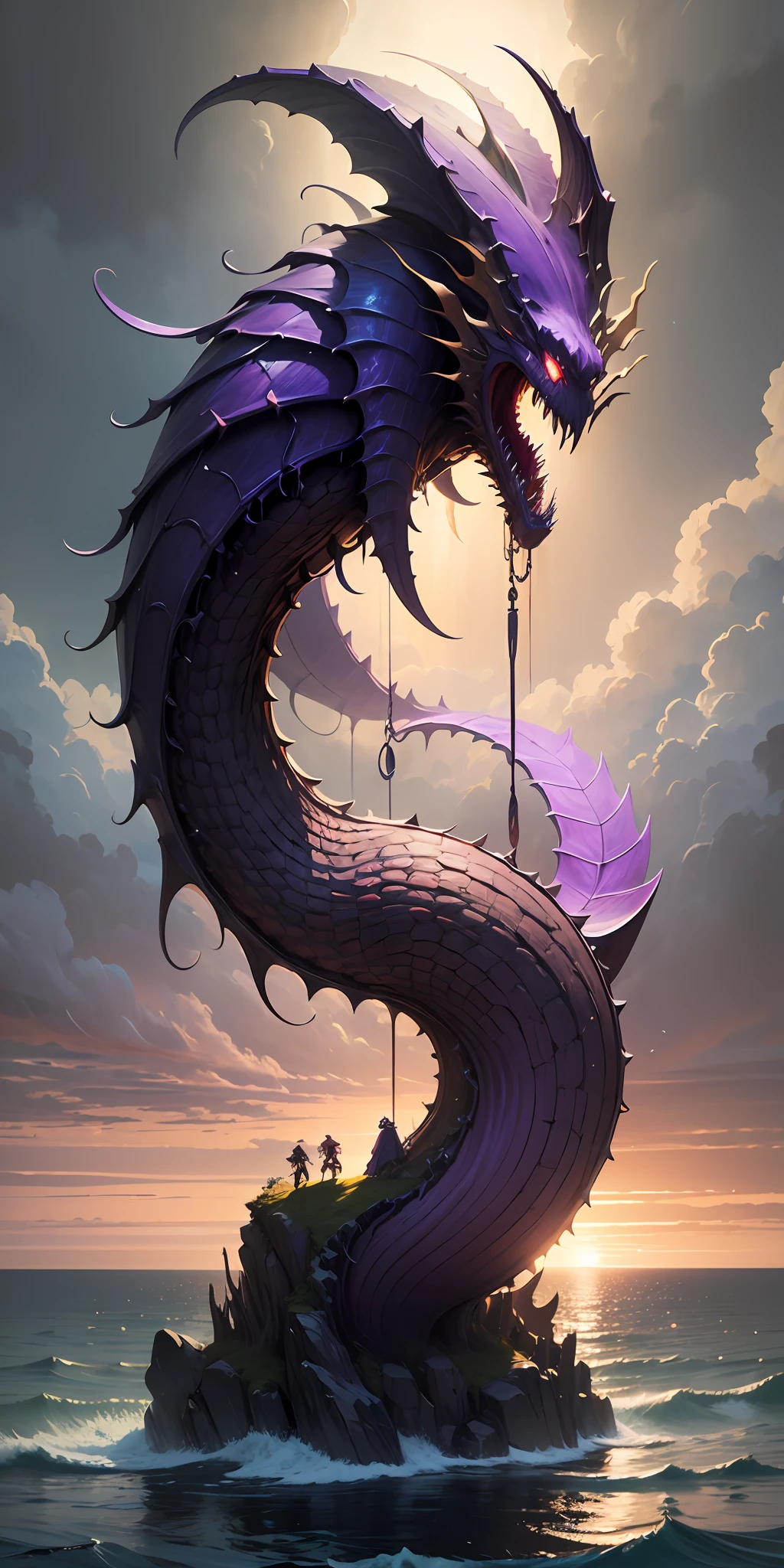 fantasy fantasy anime hd wallpaper hd desktop wallpapers 4 new monsters art, in the style of light violet and bronze, occultist draftsman, sea and coast painter, asymmetrical balance, realist detail, high-keyed palette, monumental sculptures --auto