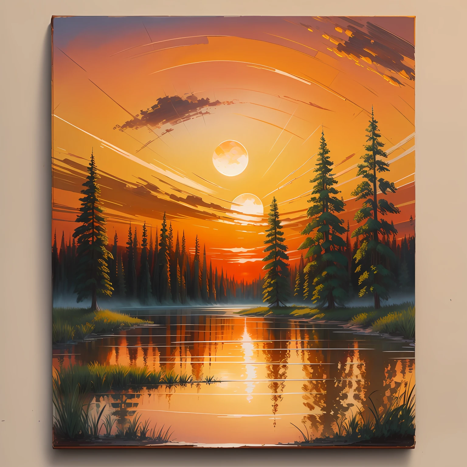 Crude and raw oil painting Thick brush texture bright colors blue and pink, sunset, swimming pool, in the style of van gogh --auto