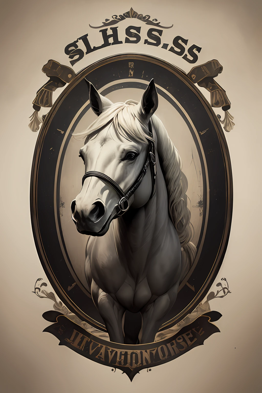 Logotipo de cavalo vetorial, silhuetas, vetorial, Wild West Stile, Faroeste, moldura redonda, cinematographic, geometrical forms