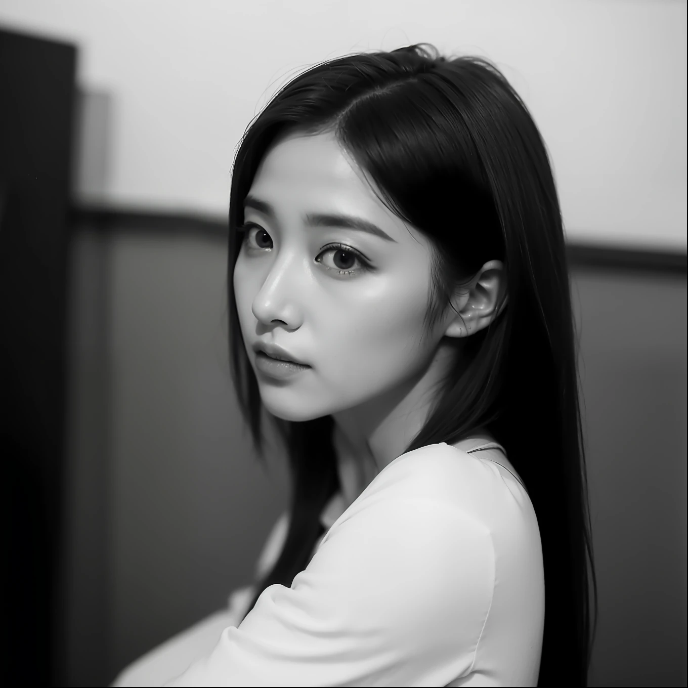 Photo of a Beautiful Korean kpop idol Woman, Summer, Lustful, Film grain, Ilford HP5, 80mm