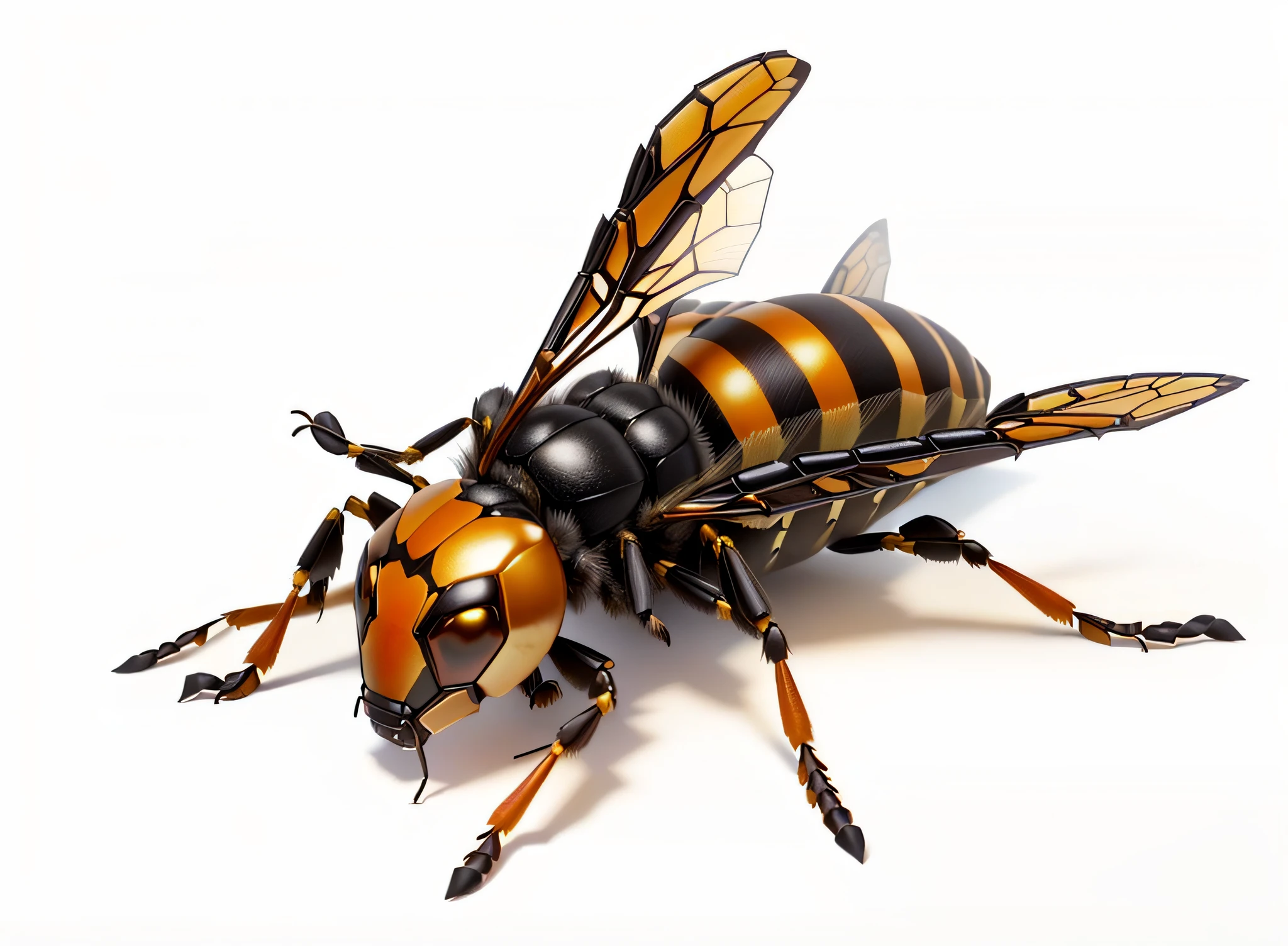 a close up of a hornet insect with a yellow and black stripe on its body, photo of a crazy wasp, wasps, wasp, giant golden nuclear hornet, giant insects, (bee), insect, insectile forearms folded, strange giant insects, cyborg wasp, intricate wasp, insects, 3d render of intricate wasp, large antennae, that looks like a insect