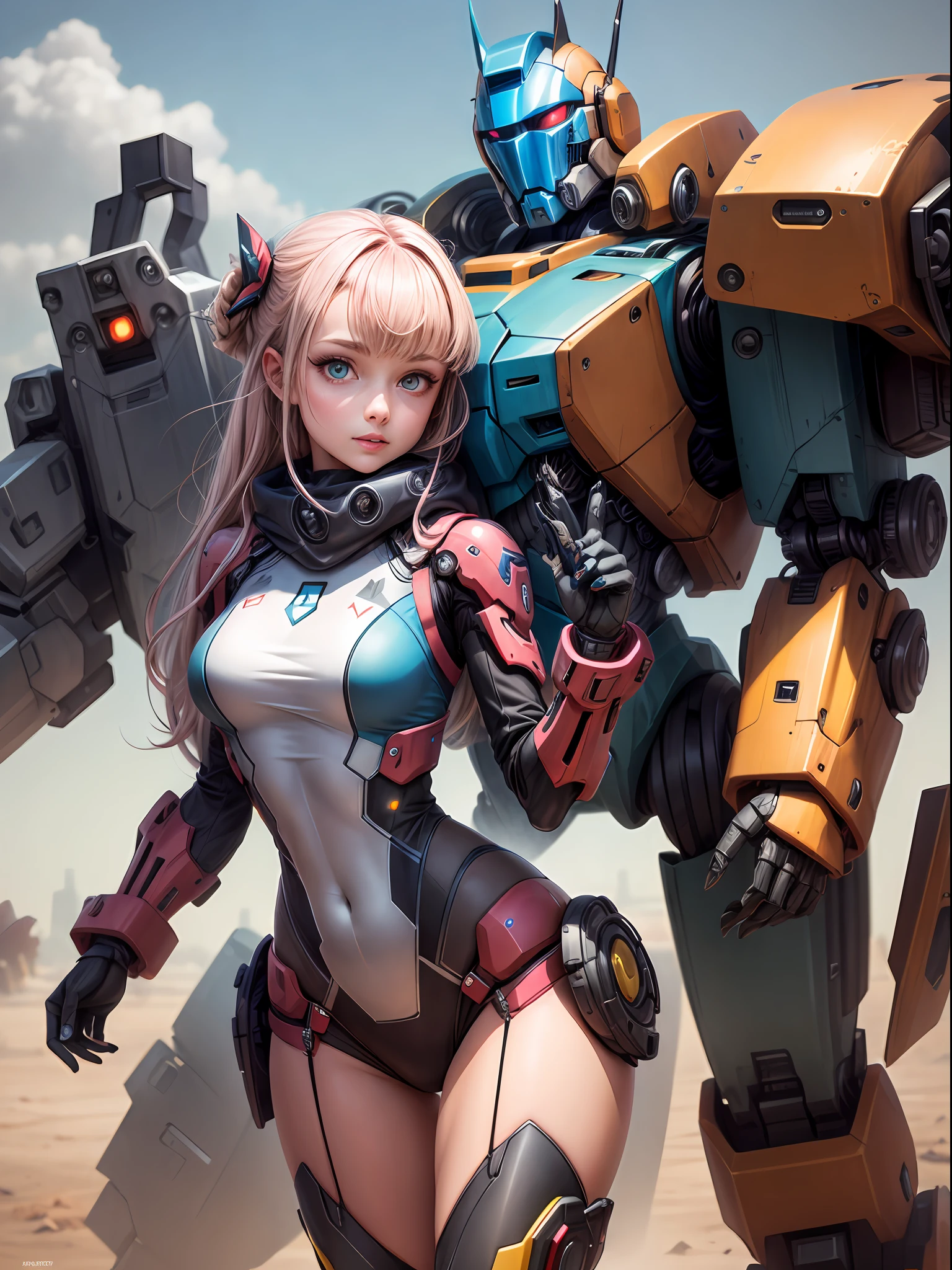 battle mech and a girl